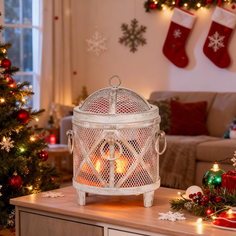 Dicimi Rustic Electric Wax Warmer, Fireplace Style Candle Warmer with Timer, 4-in-1 Wax Melt Warmer for Scented Wax/Oils/Wax Mel