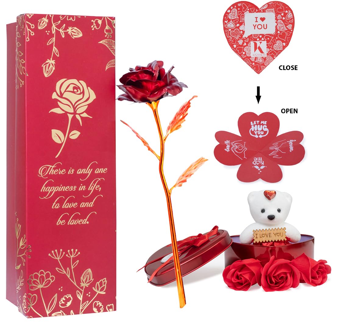 Next Bazaar Valentine Day Rose Gift Combo Artificial Heart Shape Box And Teddy, Rose Floral Scented Bath Soap Rose For Men And W