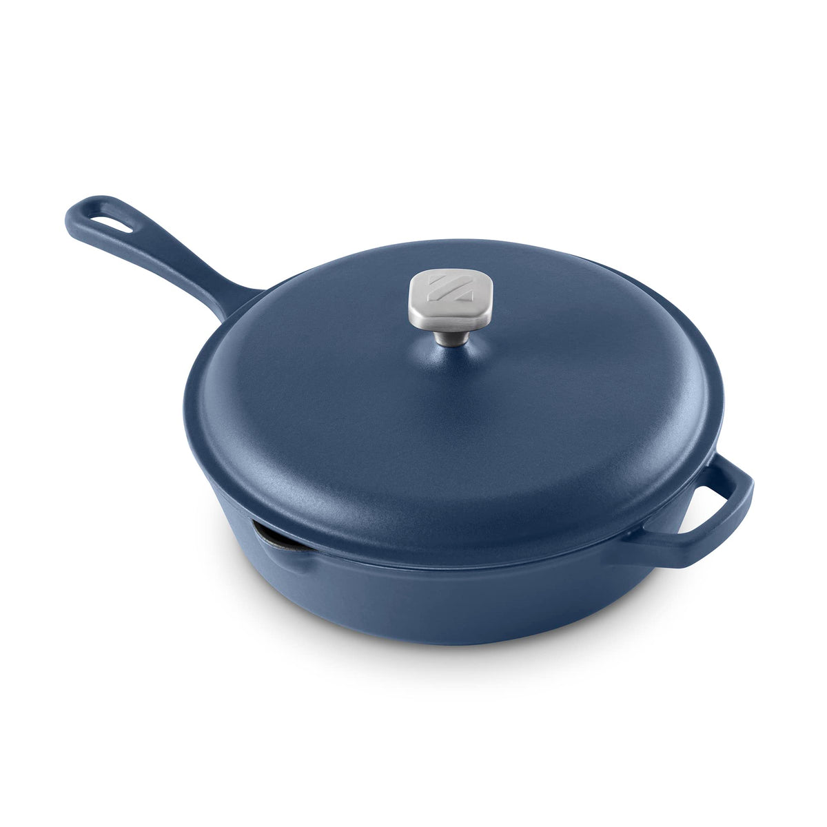 Zakarian By Dash 4.5Qt Nonstick Cast Iron Deep Skillet With Cast Iron Lid For Family-Sized Meals, Frying, Roasting, Baking, One-