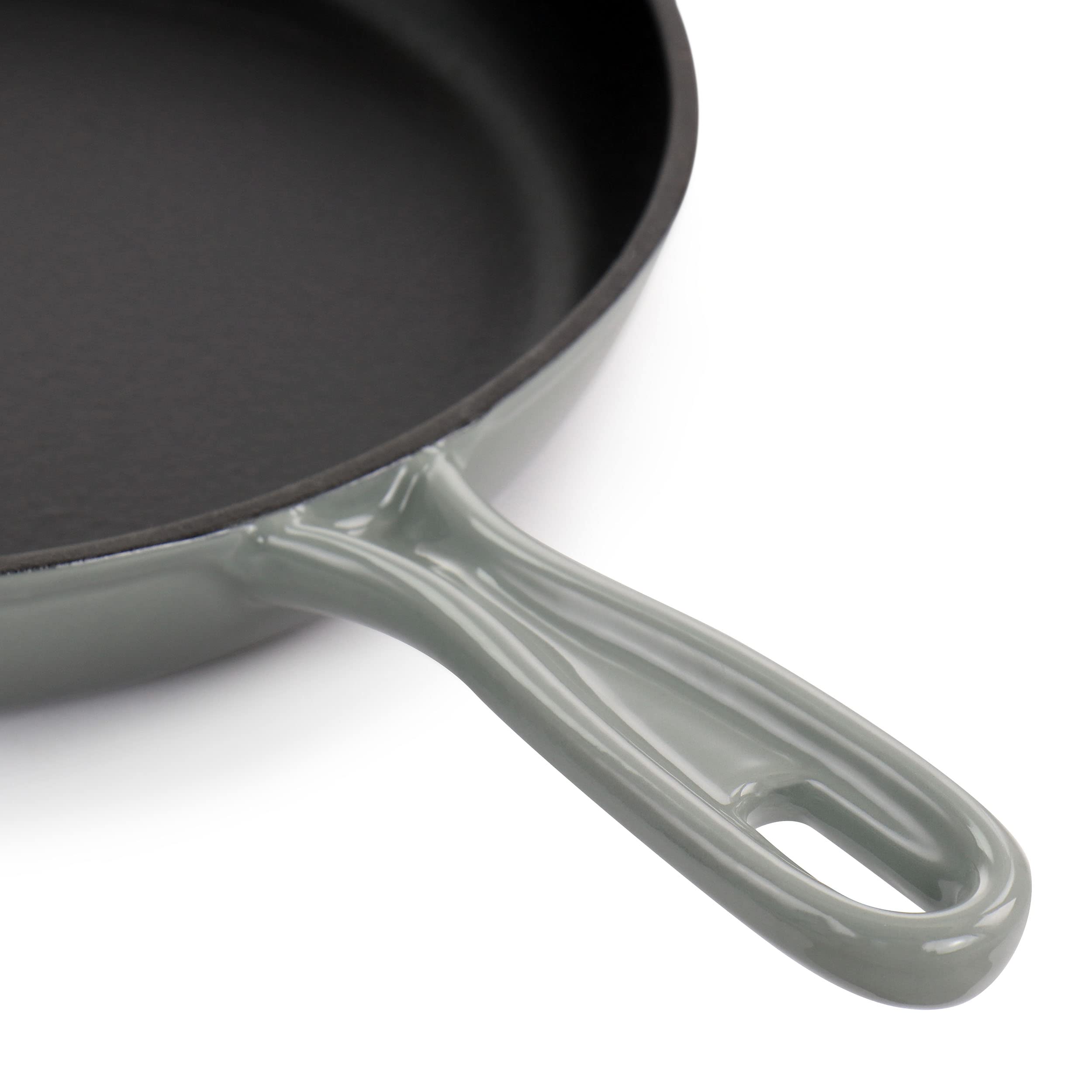 Megachef Round 10.25 Inch Enameled Cast Iron Skillet In Gray
