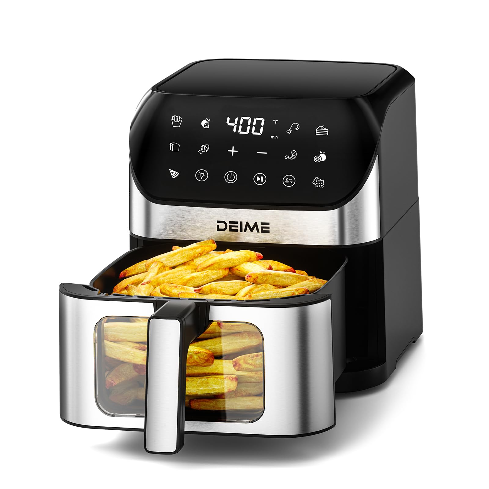 Air Fryer 6.2 QT Oilless 1500W Large Capacity Oven Air Fryers Healthy Cooker with 10 Preset  Visual Cooking Window  Non-Stick Basket  Included Recipe