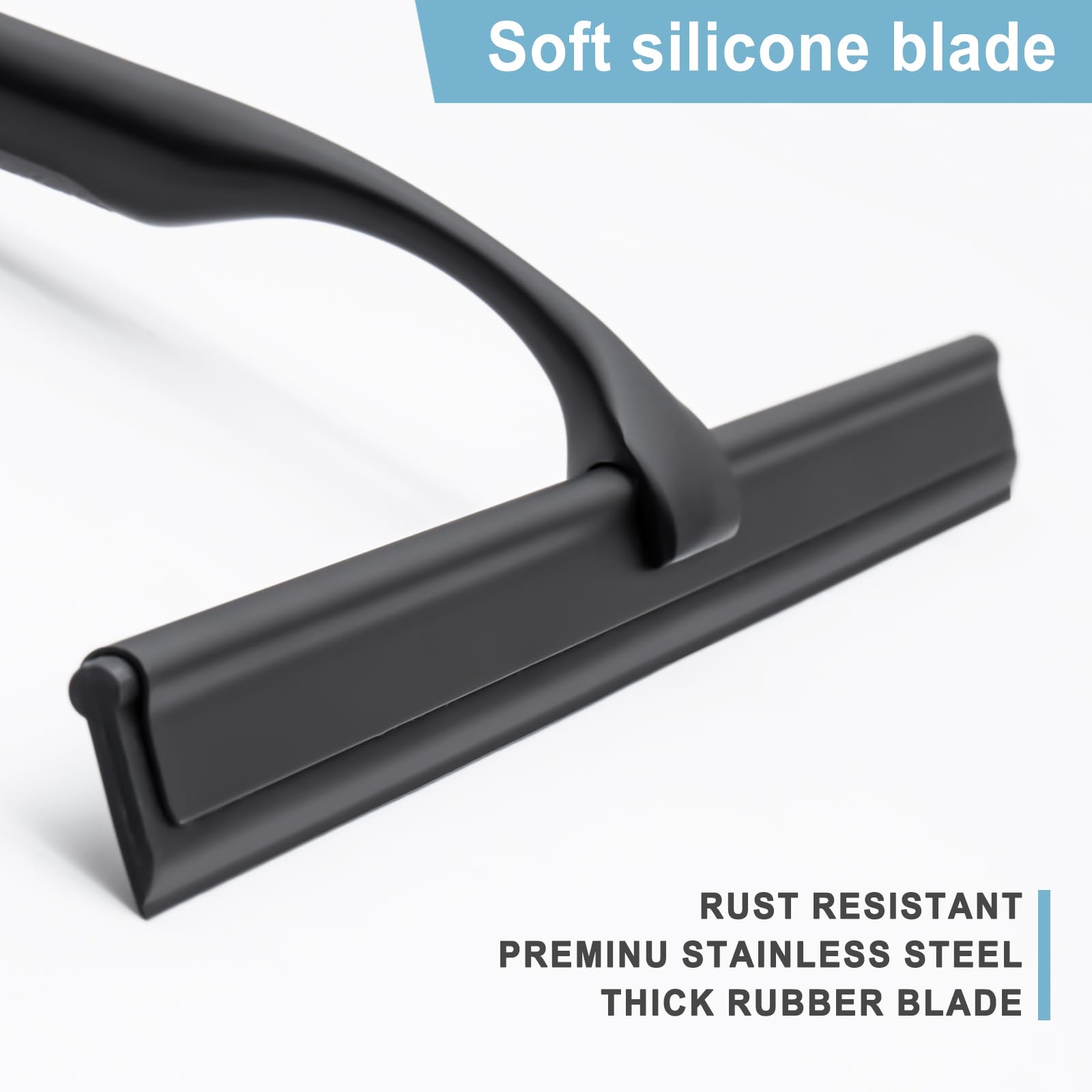 Luxear Shower Squeegee, 12-Inch Squeegee For Shower Glass Door, All-Purpose Stainless Steel Squeegee For Bathroom, Shower Doors,