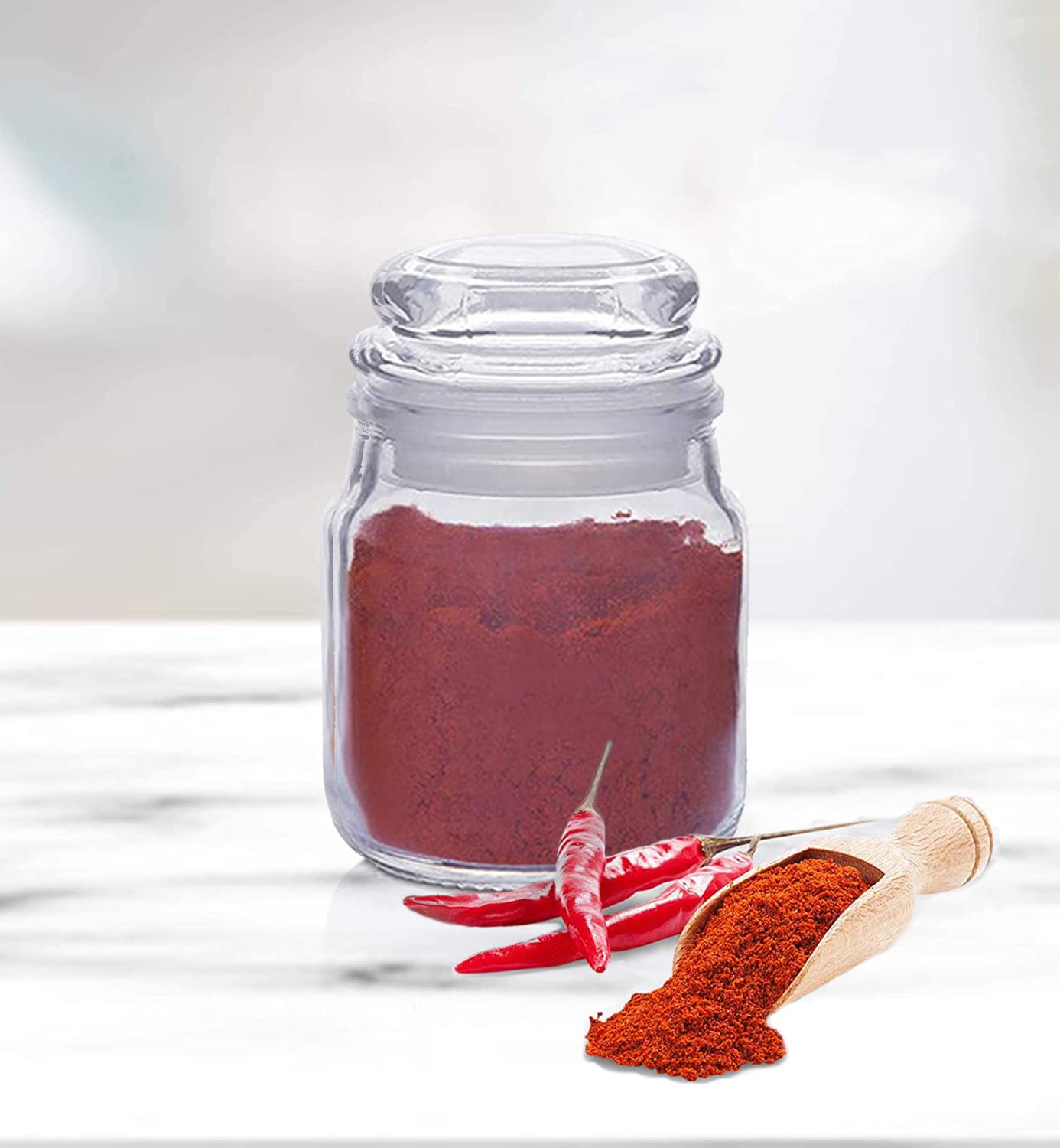 CLOUDMART 100Ml Spice Storage Glass Jar, Kitchen Storage Jars, Honey Jar And Container, Spice Masala Jar- Airtight Lid With Rubb