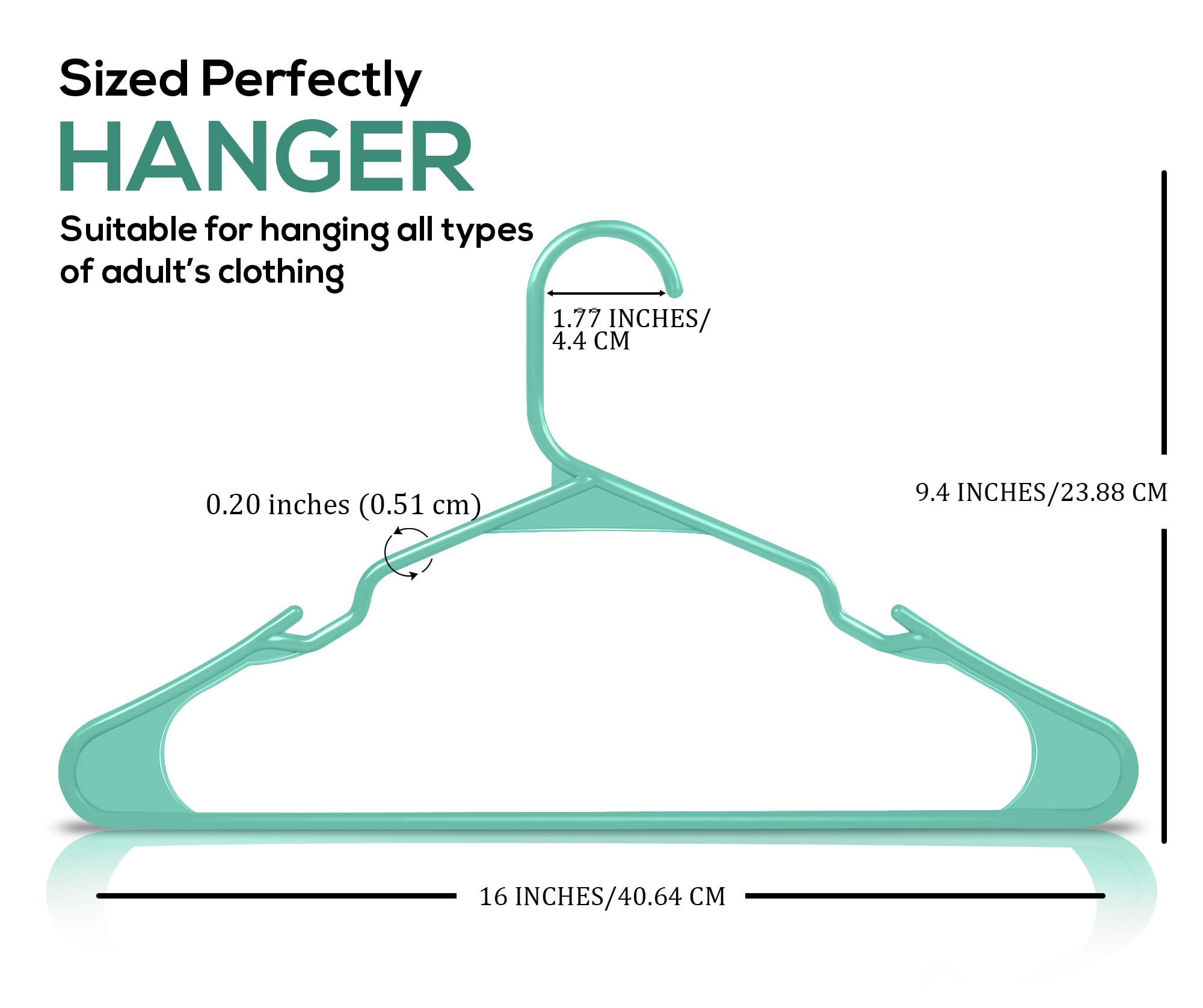 Utopia Home Clothes Hangers 30 Pack - Plastic Hangers Space Saving - Durable Coat Hanger with Shoulder Grooves (Aqua)