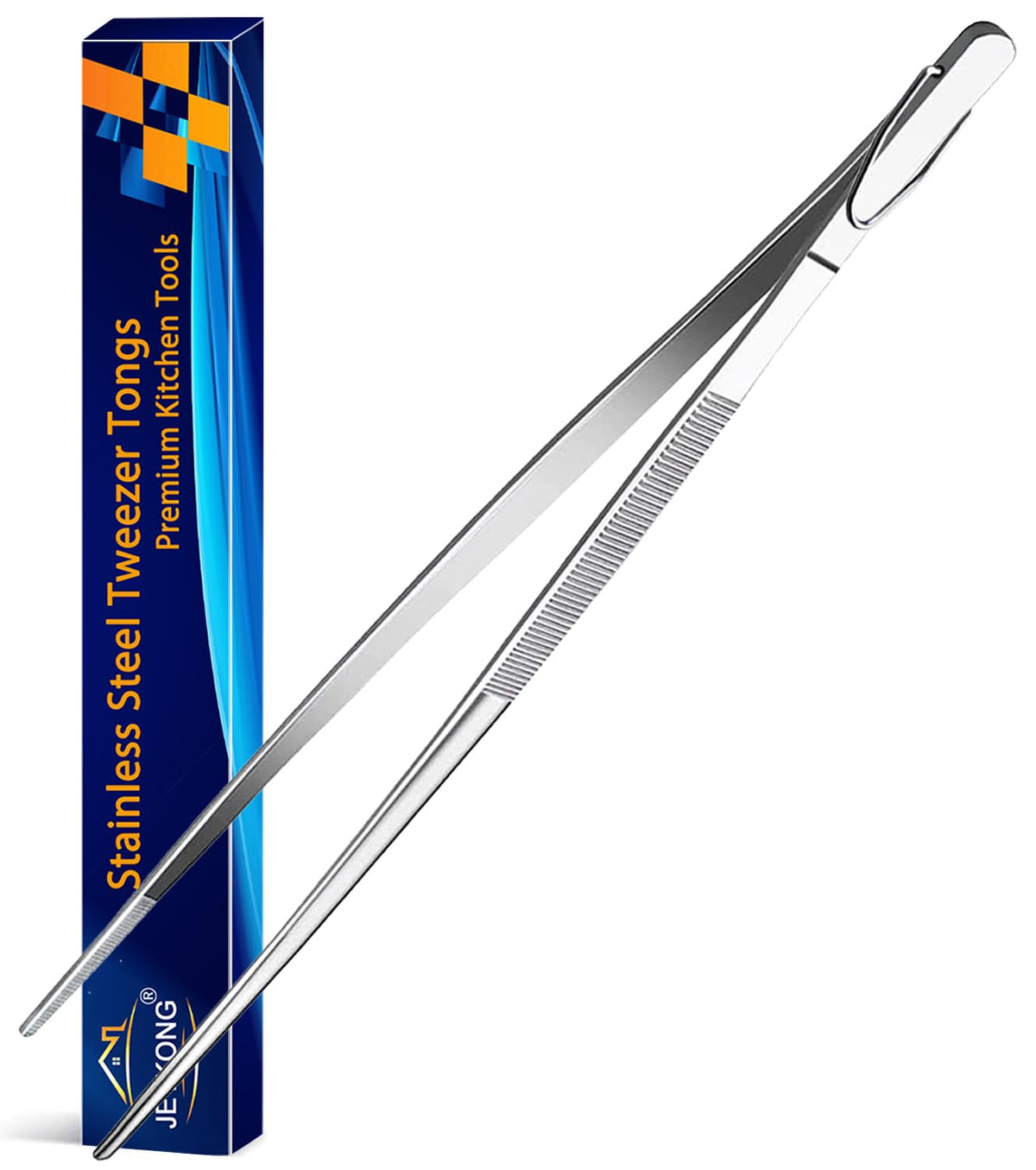 Jetkong 12-Inch Kitchen Tweezers Fine Tweezer Tongs Extra-Long Stainless Steel Cooking Tweezers
