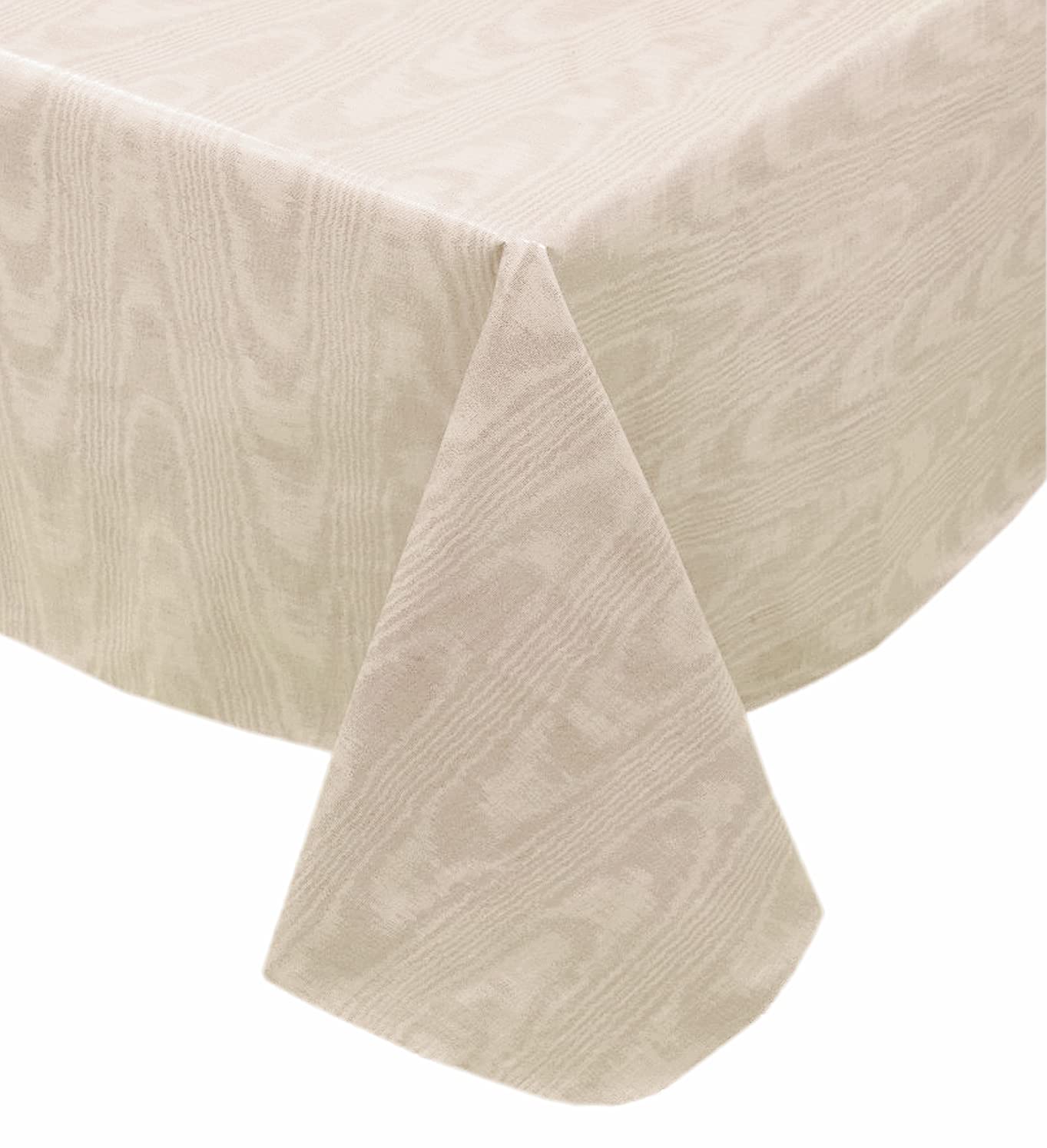 Newbridge Taupe Moire Wavy Solid Color Print Heavy Weight Vinyl Flannel Backed Tablecloth, Indoor/Outdoor Vinyl Tablecloth with 