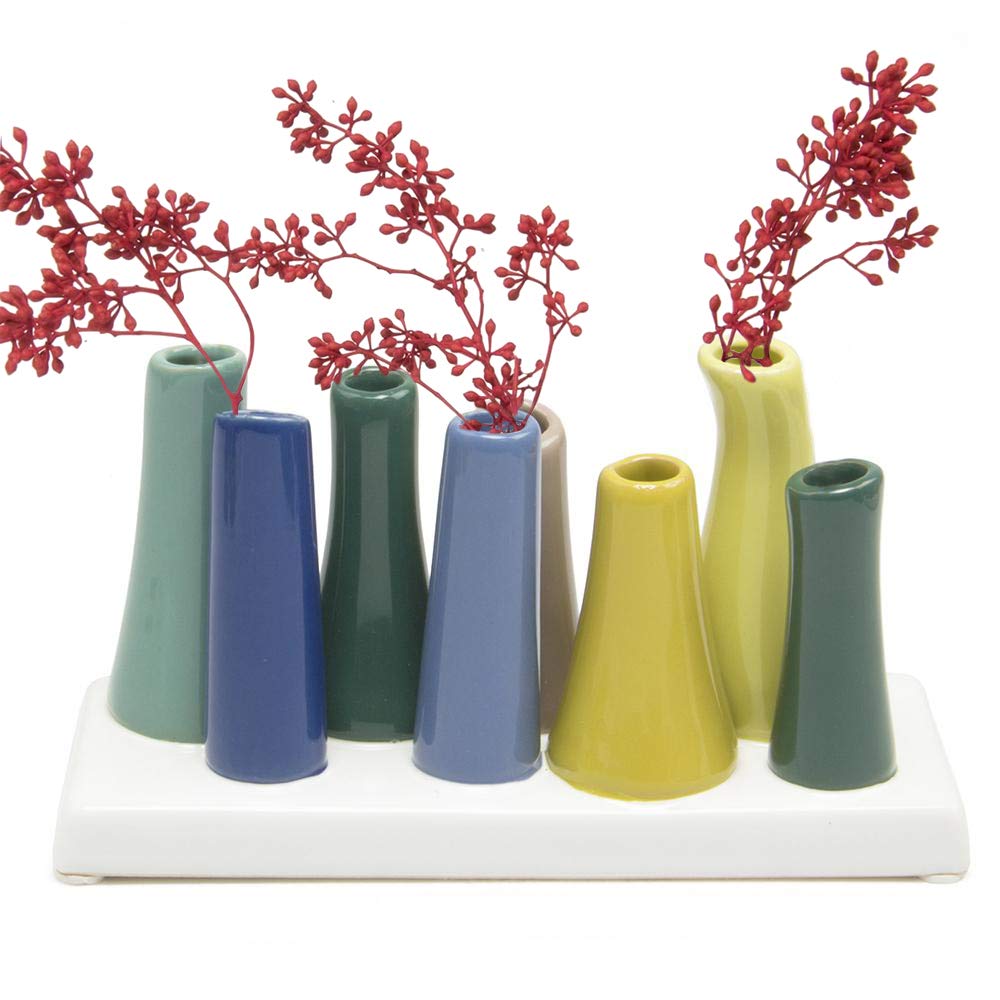 Chive - Pooley 2, Ceramic Flower Vase, 8-Tube Shape (Green)