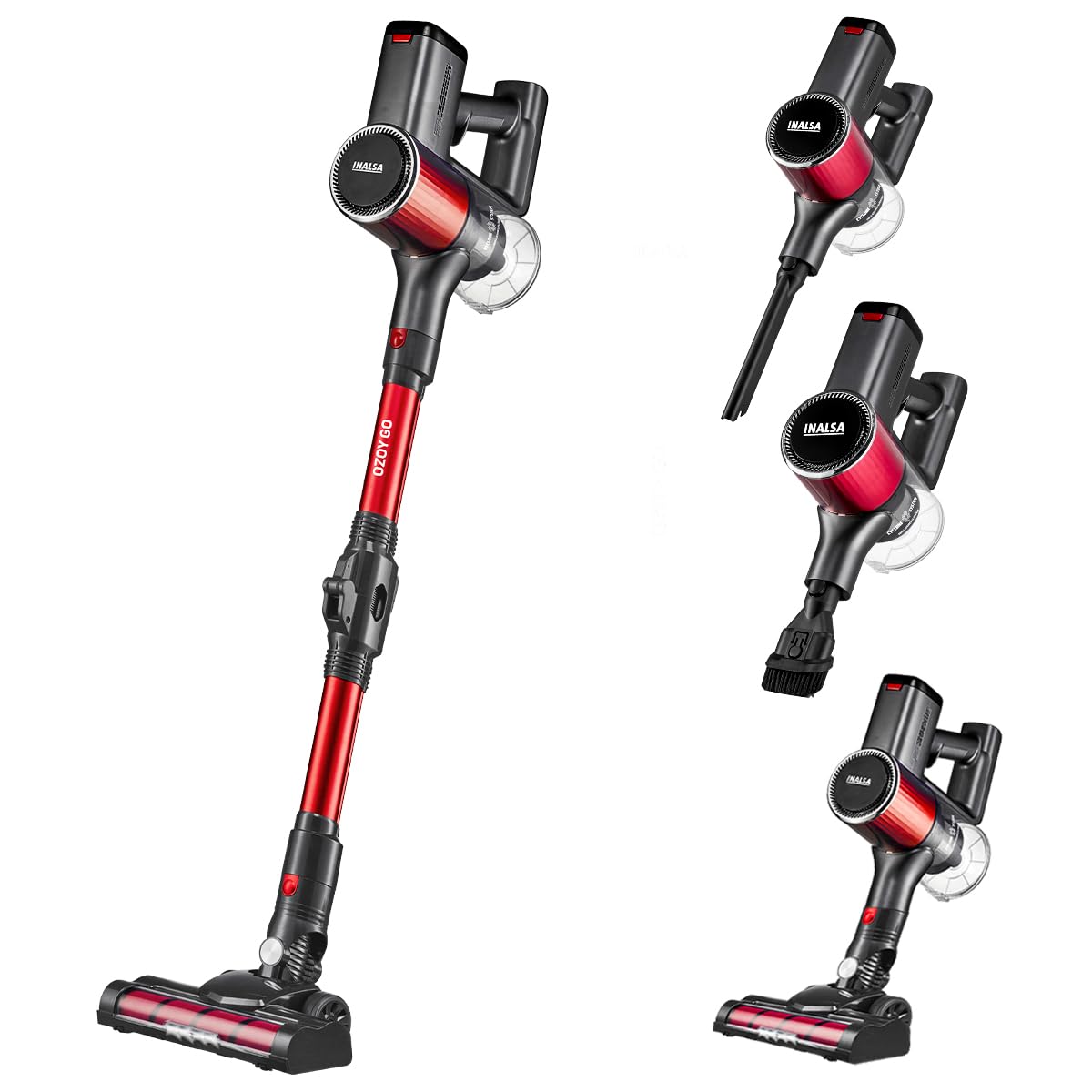 Inalsa Cordless Stick Vacuum Cleaner 250W|28Kpa Powerful Suction|Digital Touch Display|3Speed Control|Flexible 180Rotation|Motor