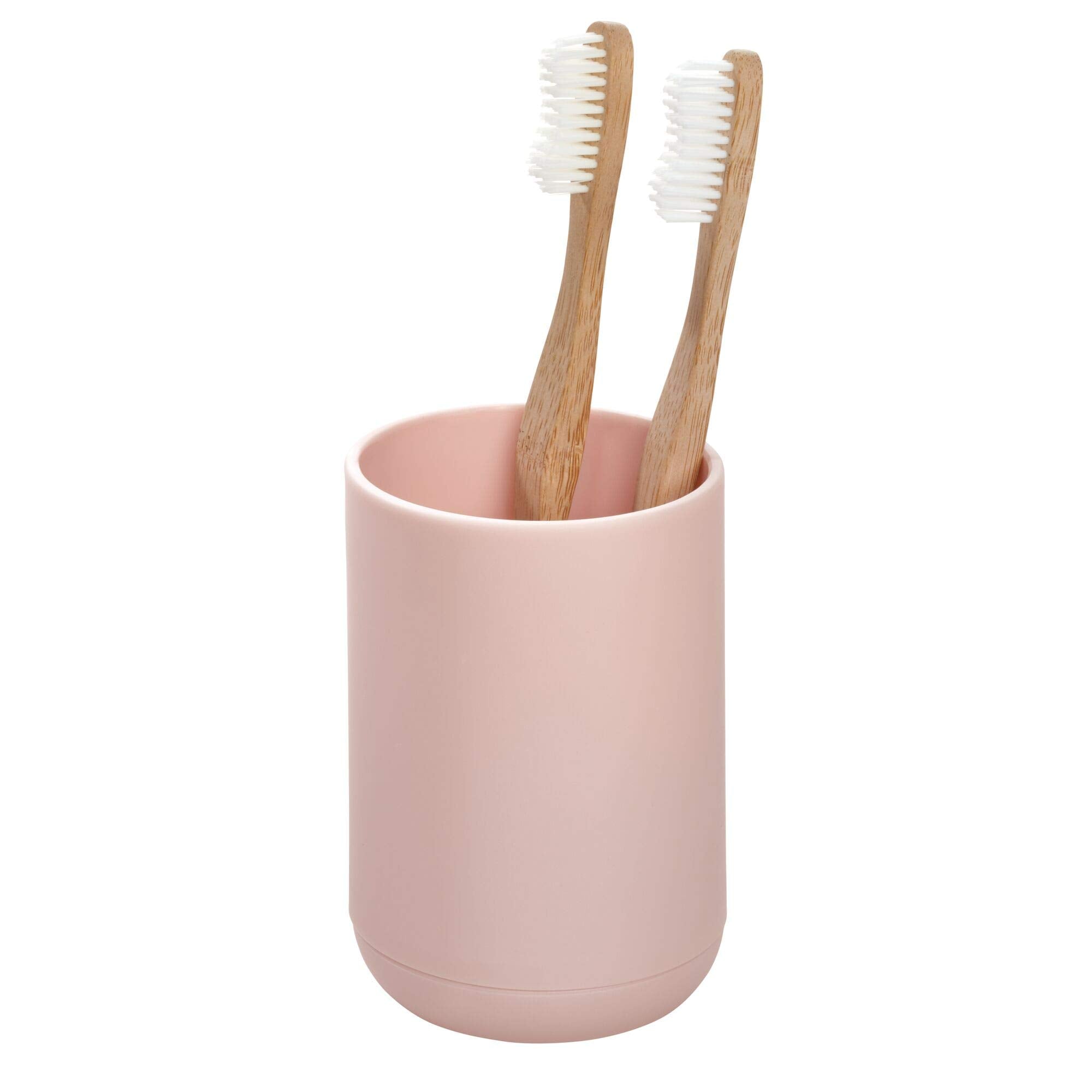 Idesign Holder For Normal Toothbrushes, Spin Brushes, And Toothpaste The Cade Collection, 3'' X 3'' X 4. 5'', Matte Blush