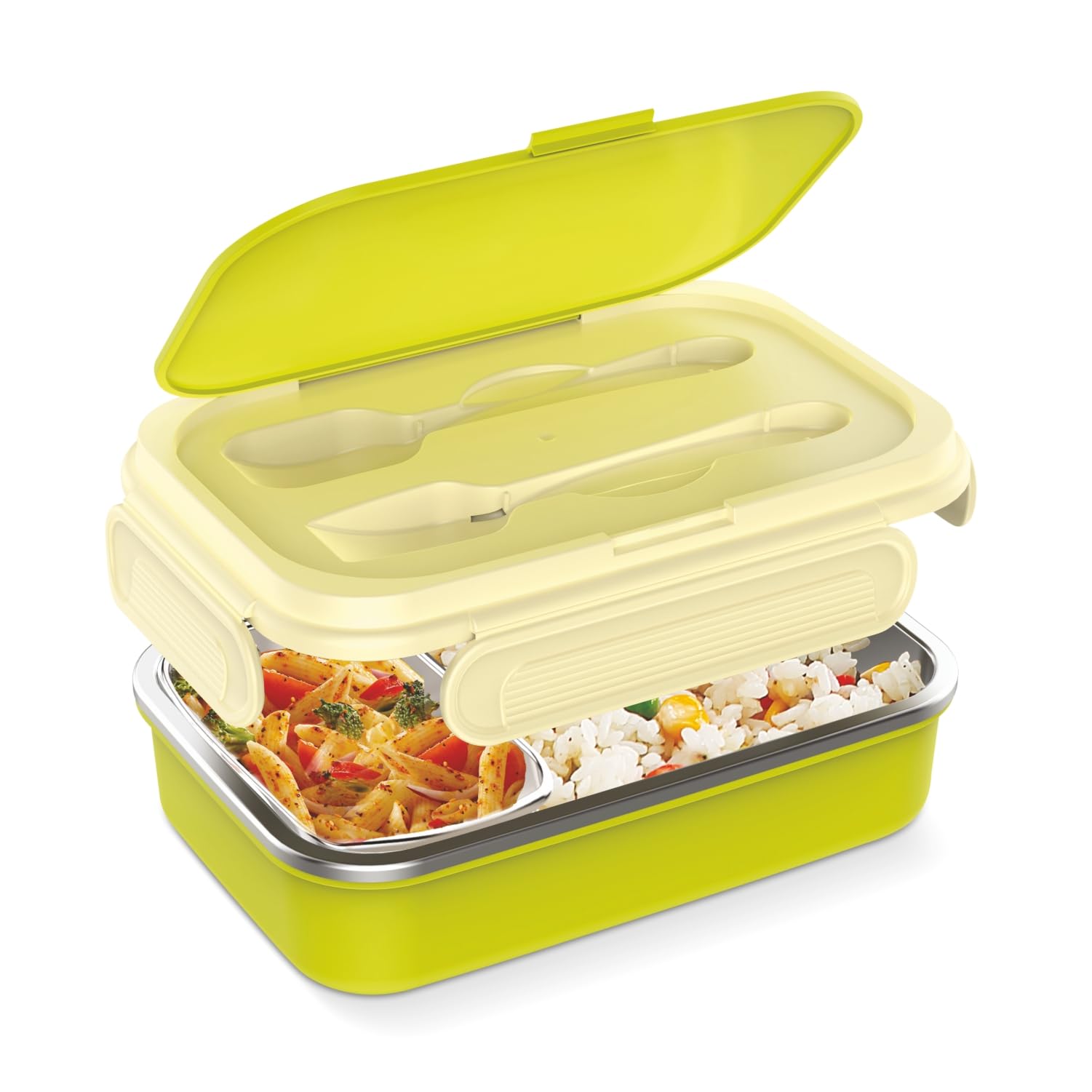 Signora Ware Bloom Puff Insulated 850+180Ml Warm Compact Lunch Boxes For Adults/Kids With Puff Insulated Lid With Clip Lock/Air 