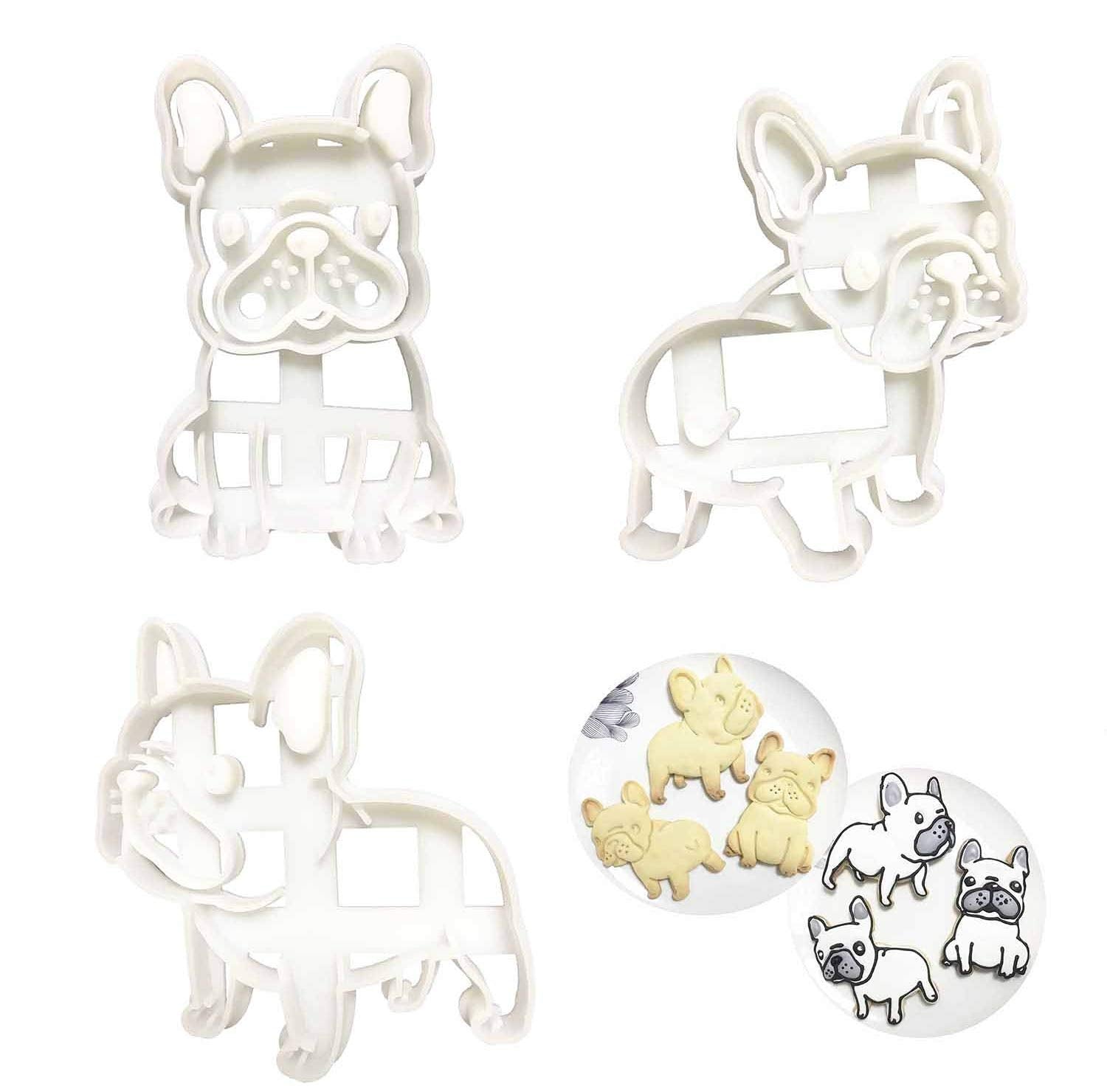 French Bulldog Cookie Cutters Set Shape Mold 3Pcs, Dog Treats Cutter