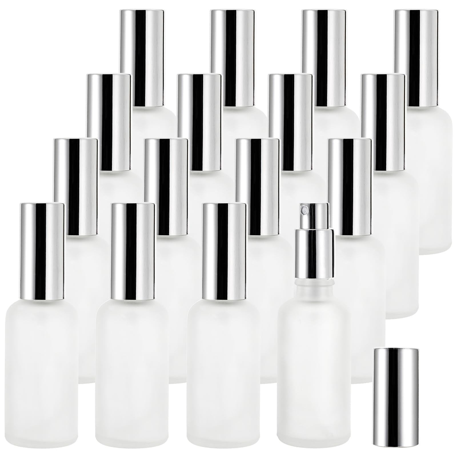 Bekith 16 Pack 50Ml Glass Spray Bottles, Frosted Empty Perfume Atomizer, Refillable Fine Mist Spray For Essential Oils, Cleaning
