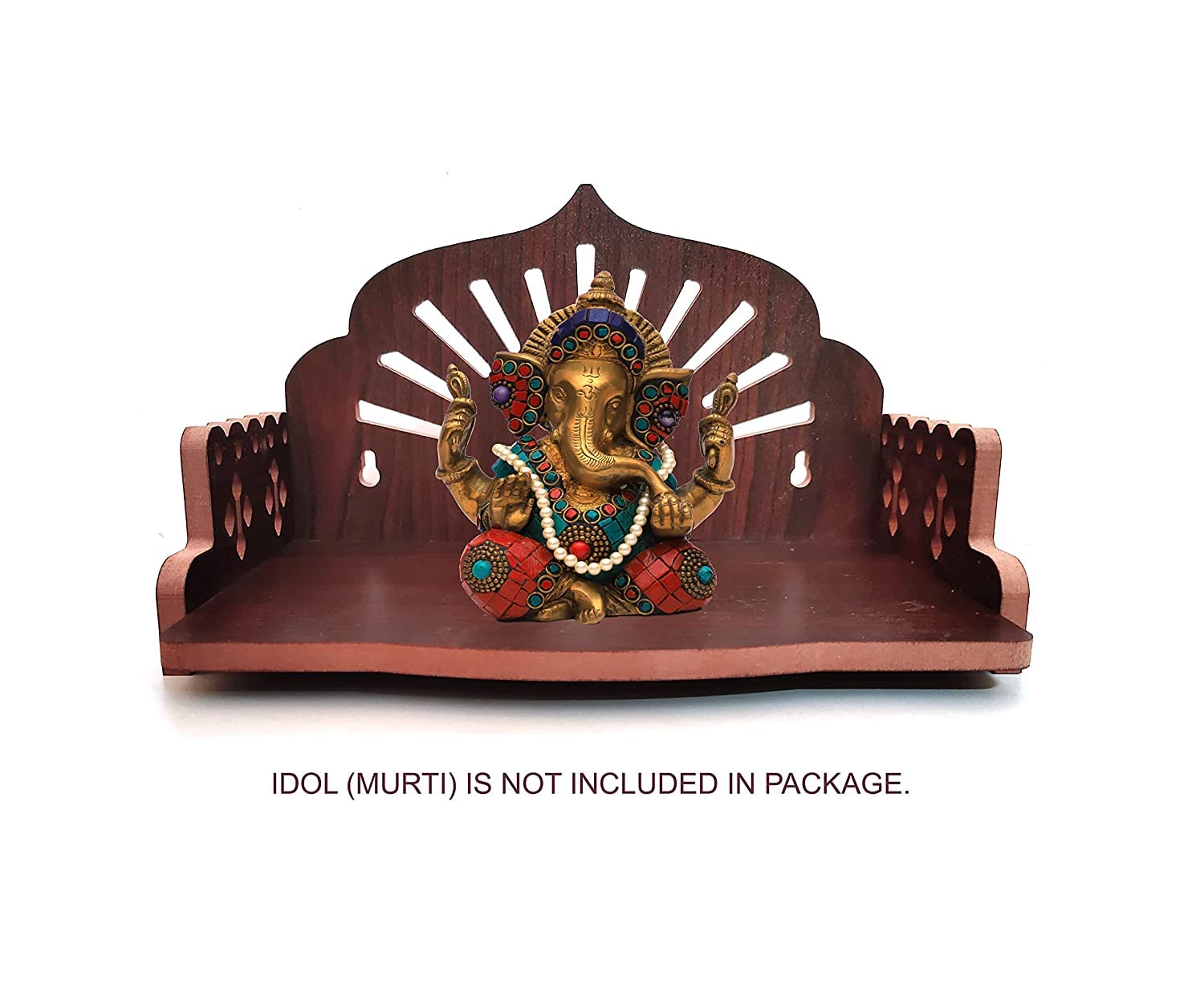 M Fashion Mantra Art Plywood Small Wooden Temple For Home Office And Shop/Sinhasan/Pooja Stand/Hindola (8.5 In * 6 In * 5.5 In)