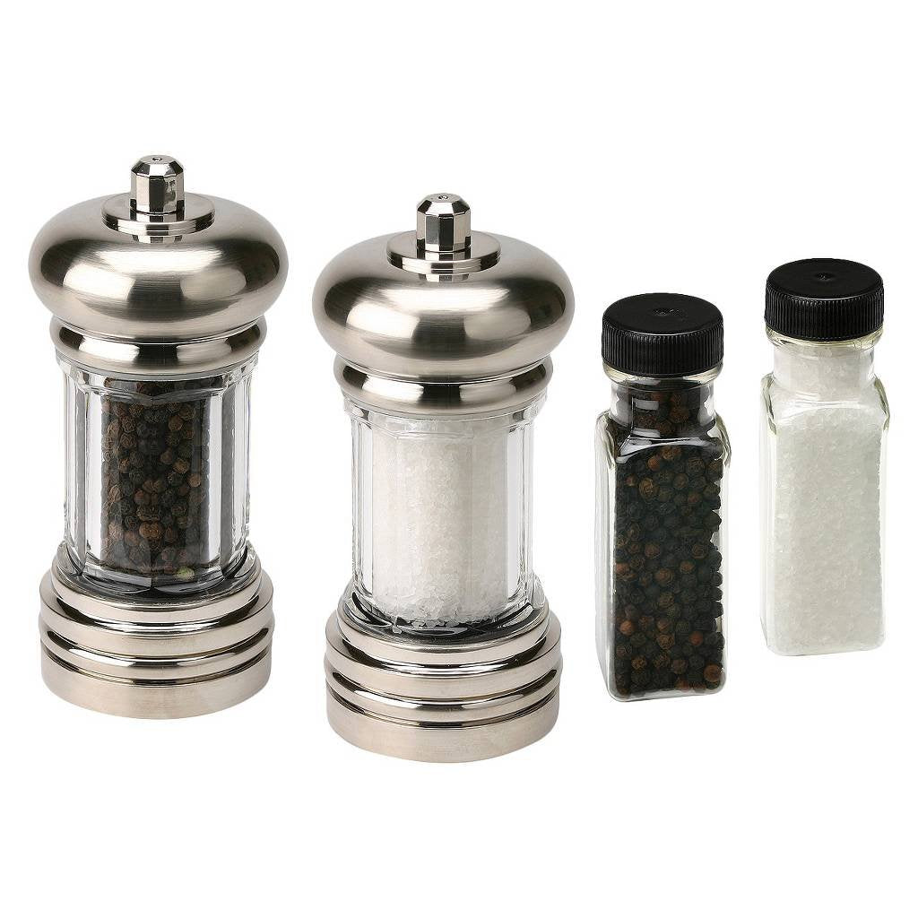 Olde Thompson 5965-90 Maxwell Set, With Sea Salt And Black Pepper Refill