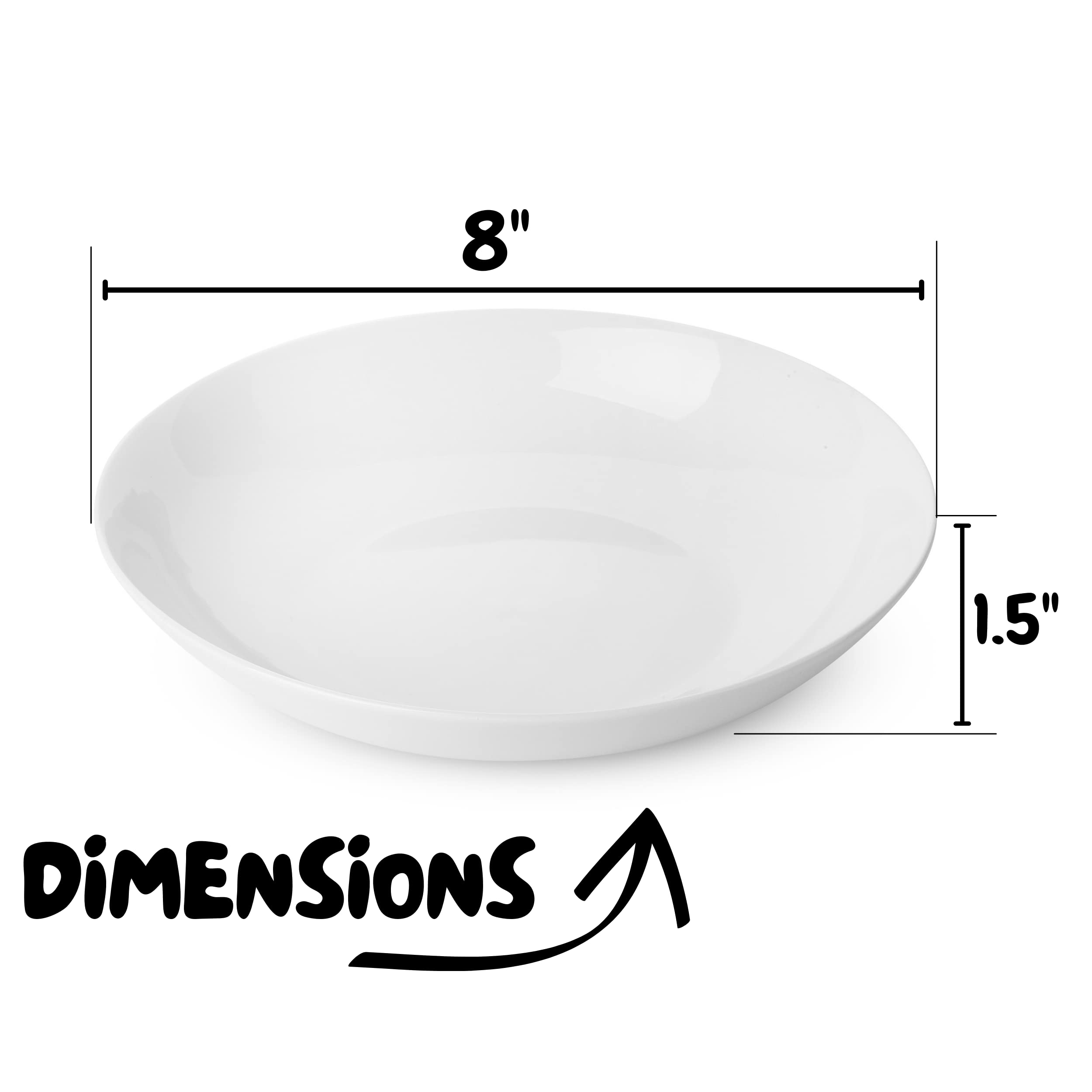 Btat- Porcelain Pasta Bowls, 12 Pack, 8 Inch, Pasta Bowl Set, Pasta Plate Bowls, White Bowls, Dinner Bowls, White Pasta Bowls, P