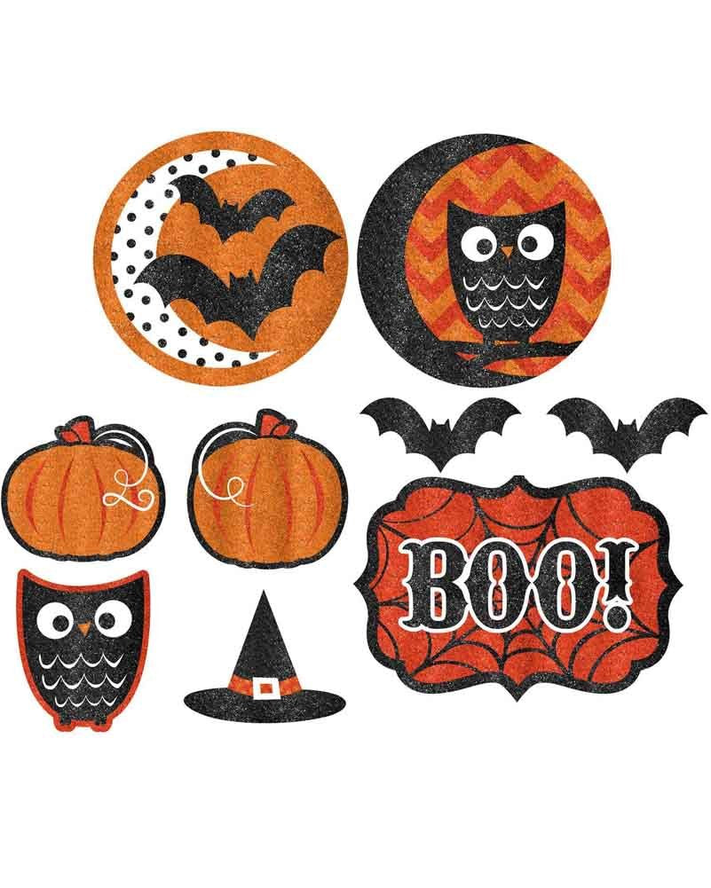 New Age Scare Halloween Party Assorted Sizes Glitter Cutouts Decoration, Paper, Pack of 9