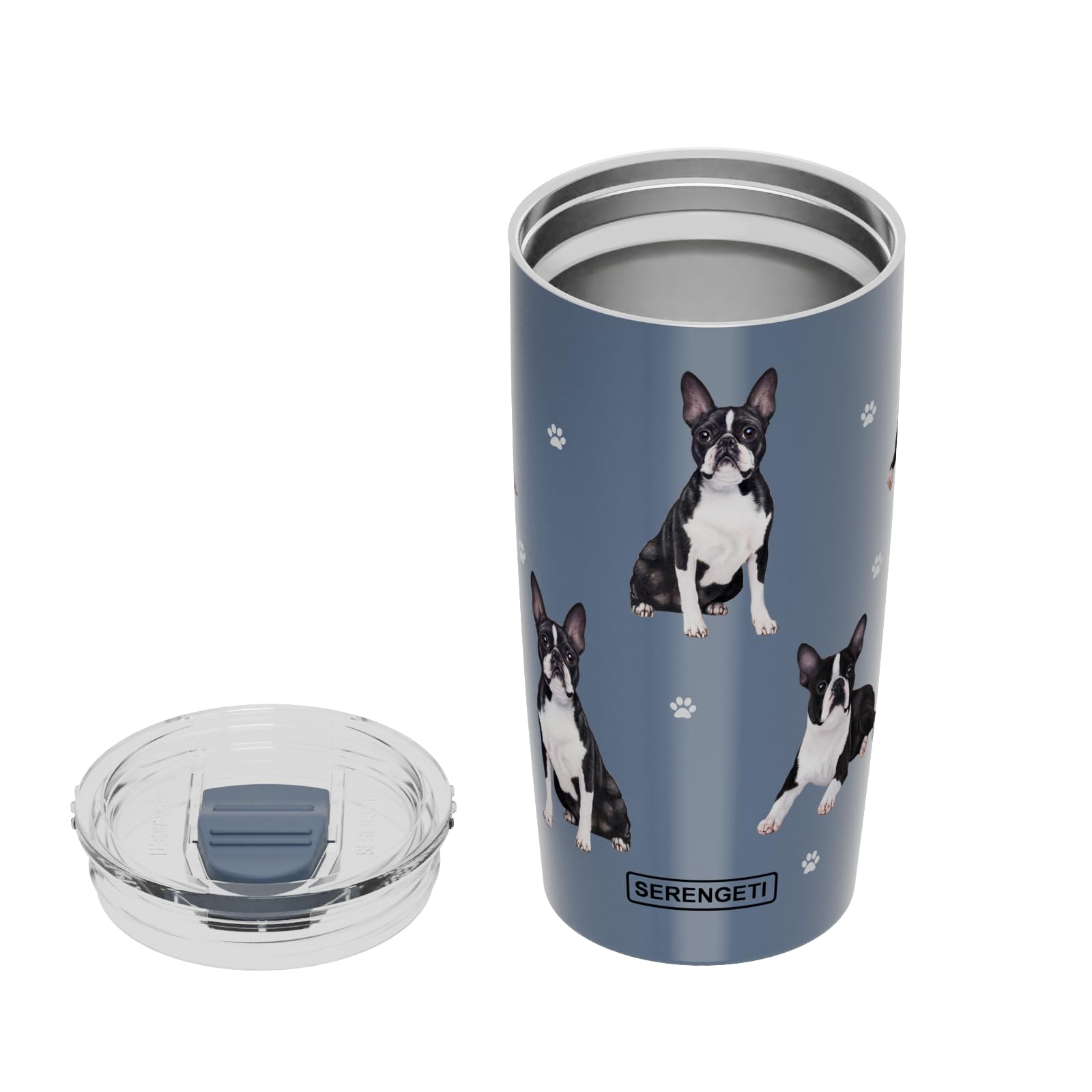 Boston Terrier Serengeti 16 Oz Stainless Steel, Vacuum Insulated Tumbler With Spill Proof Lid - 3D Print - Insulated Travel Mug