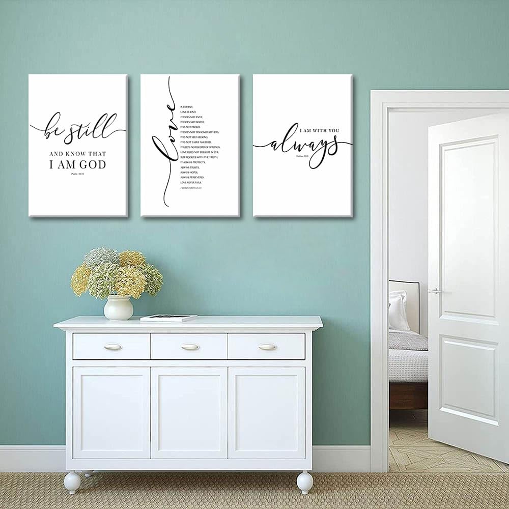 3Pcs Framed Bible Verse Canvas Wall Art Christian Scripture Posters Prints Inspirational Wall Decor Pictures Paintings For Livin