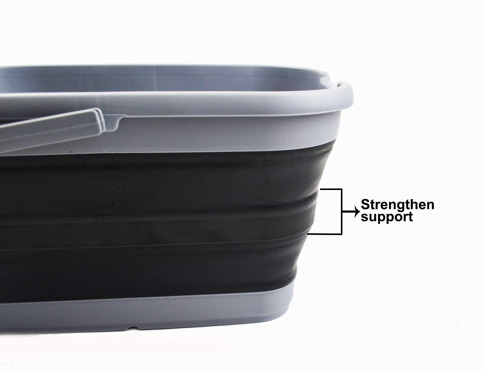 SAMMART 12L (3.17 Gallon) Collapsible Rectangular Handy Basket / Bucket (1  Grey/Black)
