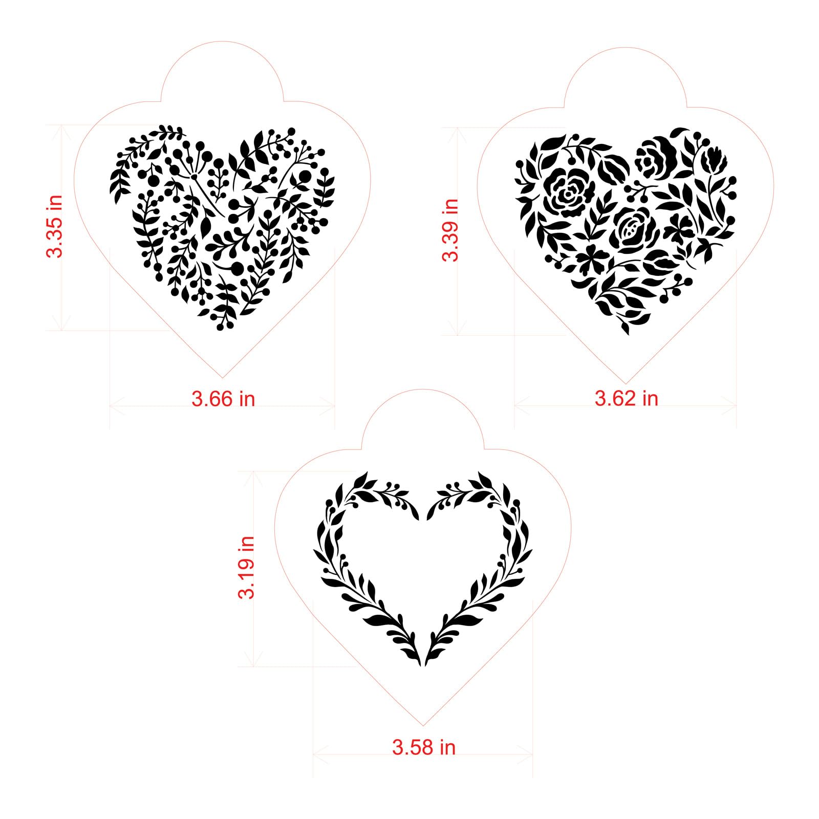 Vintage Hearts Cookie Stencil Set C1024 By Designer Stencils