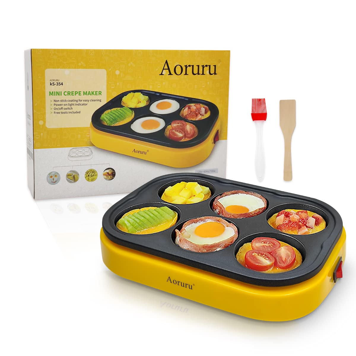 Aoruru Pancakes Maker Nonstick Electric Egg Frying Pan For Mini Crepe Fried Egg