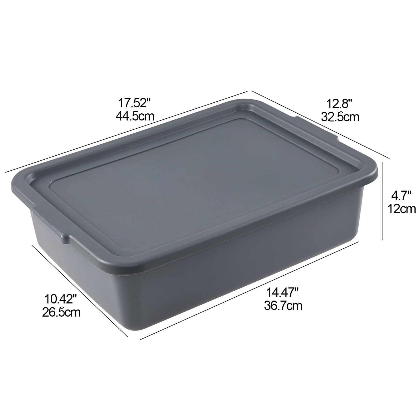 Lesbin 3-Pack 13 L Plastic Commercial Tote Box with Lid  Bus Tubs/Bus Box  Gray