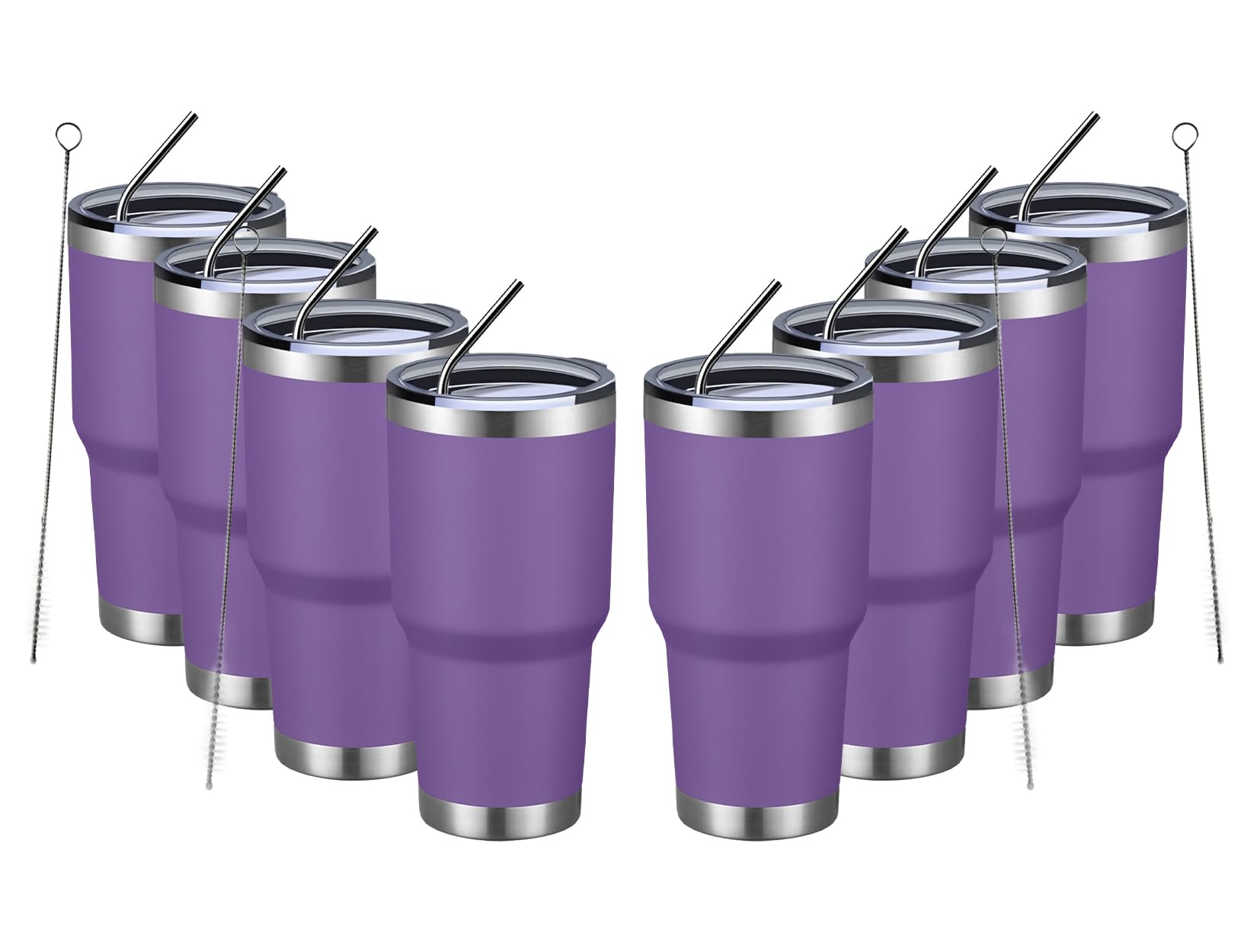 Meway 30Oz Insulated Tumbler With Lids And Straws,Stainless Steel Double Vacuum Coffee Tumbler Cup, Brush, Durable Powder Coated