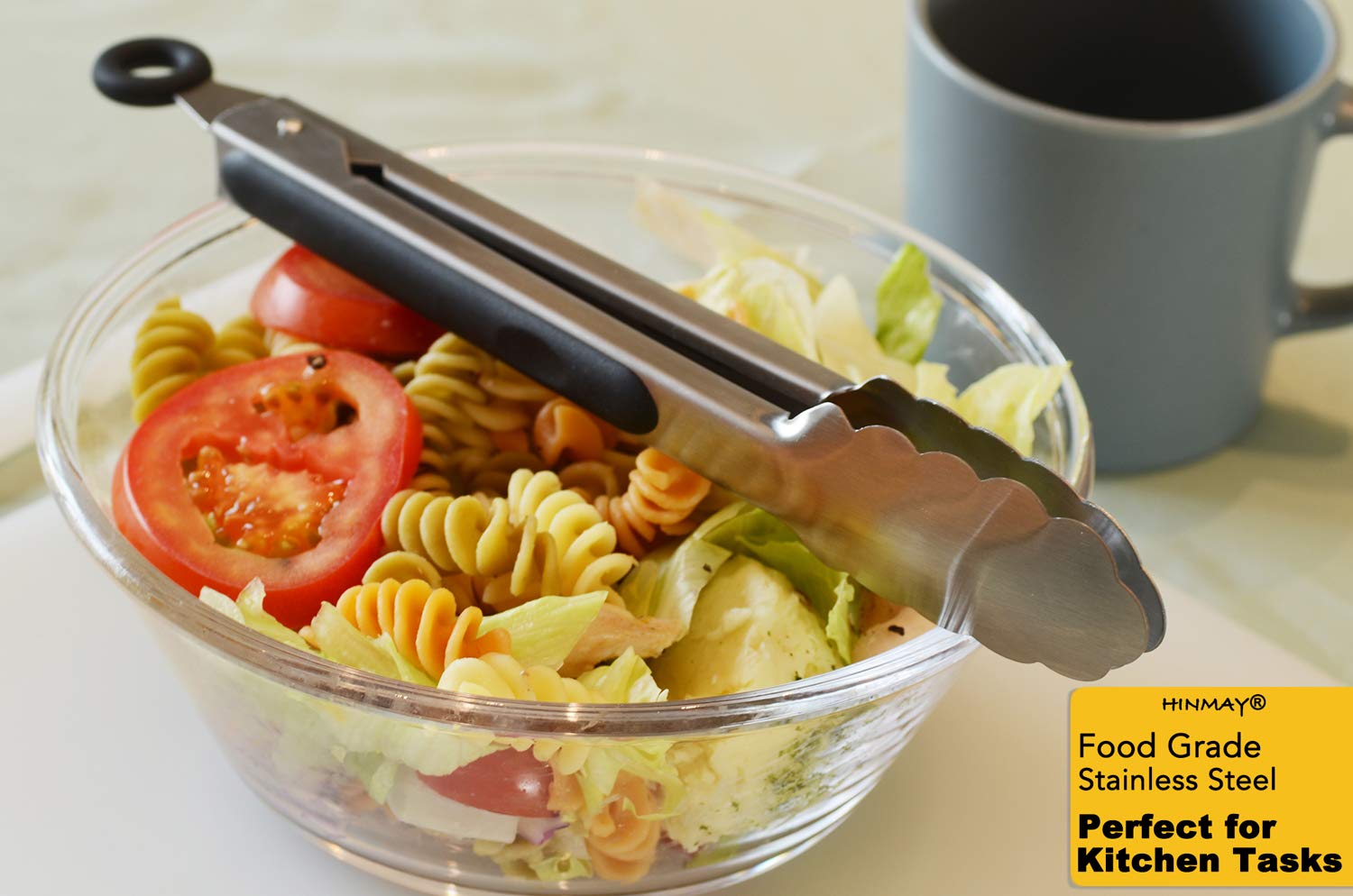 Hinmay Stainless Steel Kitchen Tongs 9-Inch Cooking Tongs, Set Of 3