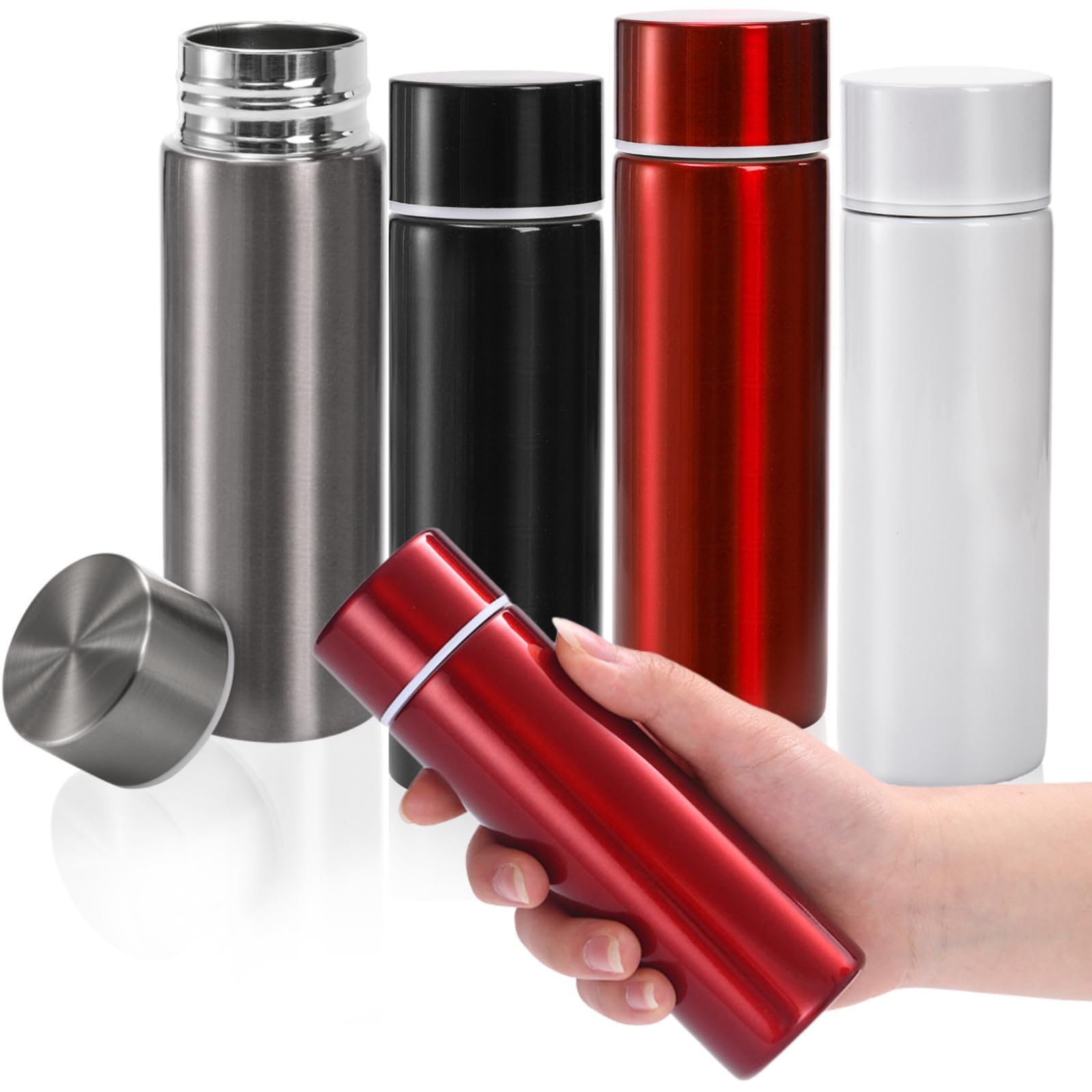 Acshio 4 Pack 4 Oz Mini Stainless Steel Water Bottles, Leak Proof