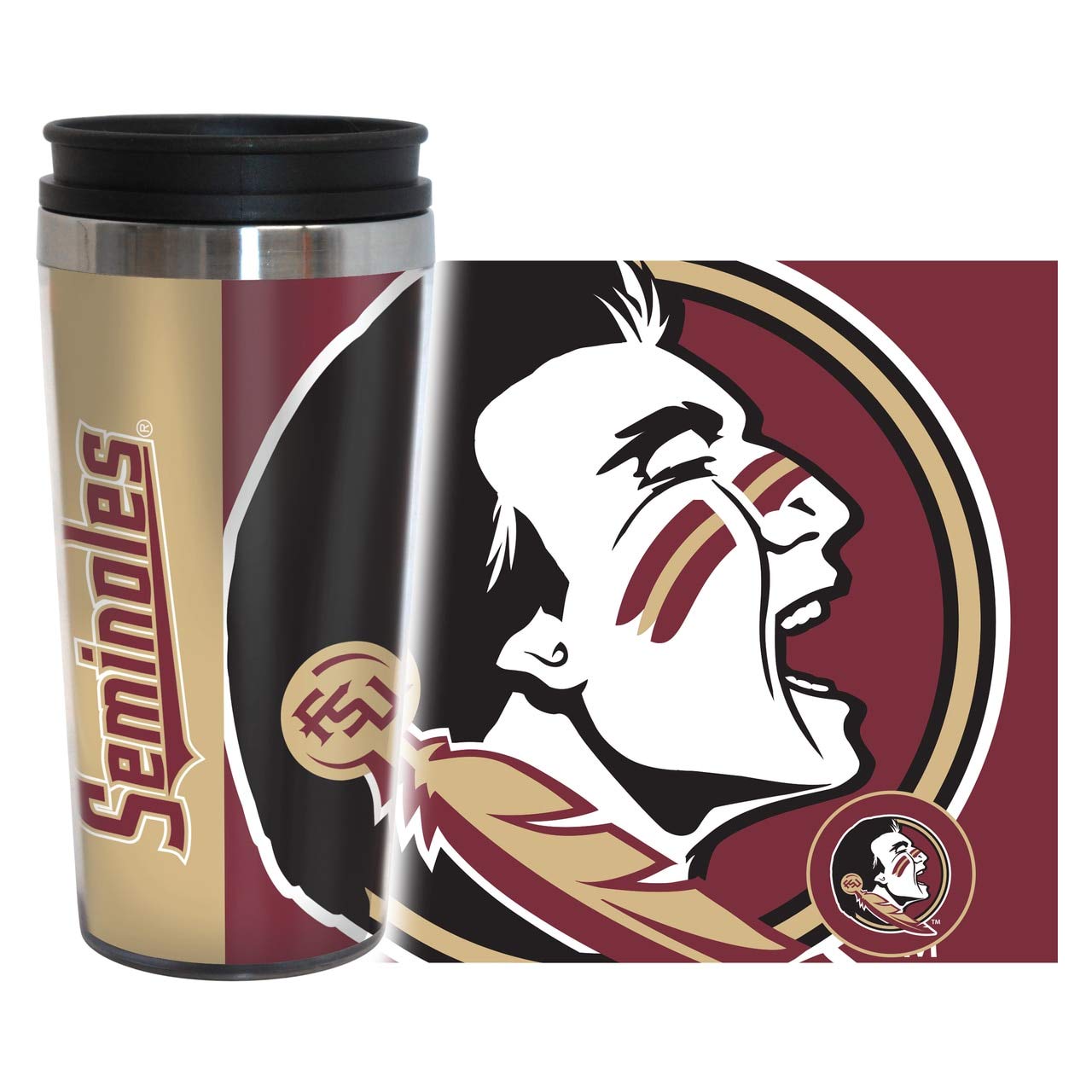 Boelter Brands Ncaa Florida State Seminoles Hype Full Wrap Travel Tumbler, 14-Ounce