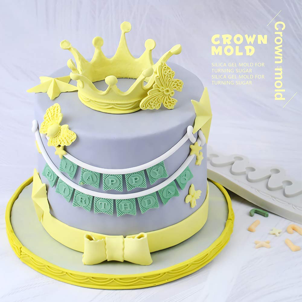 3D Circle Crown Fondant Mold Crown Silicone Sugarcraft Mold Fondant Mold Cake Topper Decorating Tools Gumpaste Polymer Clay Mold