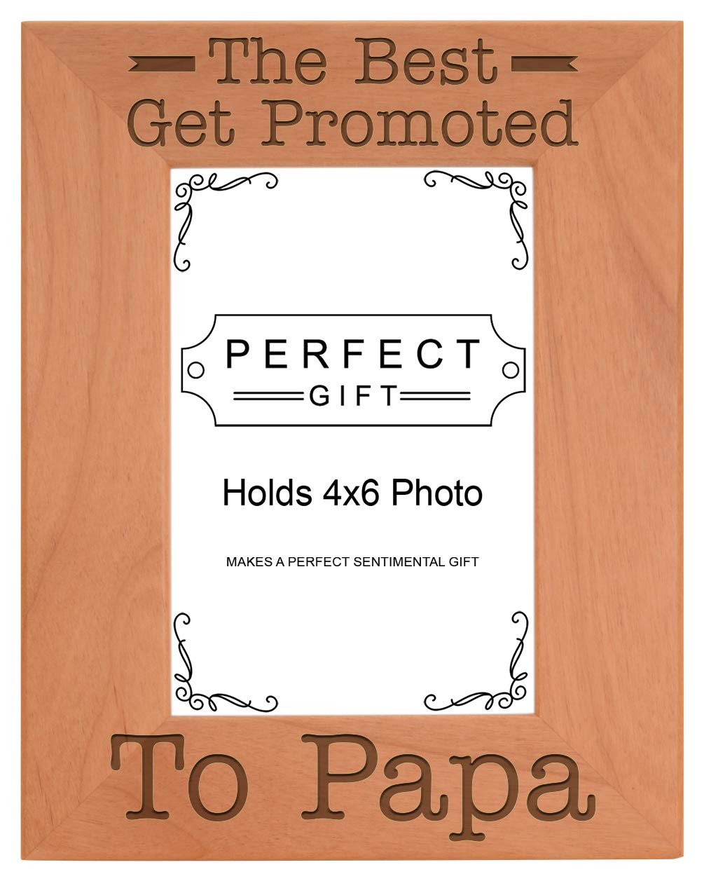 ThisWear Gift for Grandpa Best Get Promoted to Papa Natural Wood Engraved 4x6 Portrait Picture Frame Wood