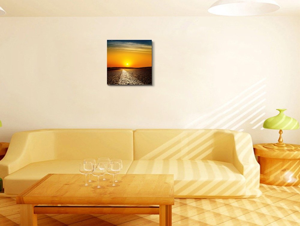 Canvas Prints Wall Art - Beautiful View/Scenery Of Asphalt Road In Red Sunset | Modern Wall Decor/Home Art Stretched Gallery Can