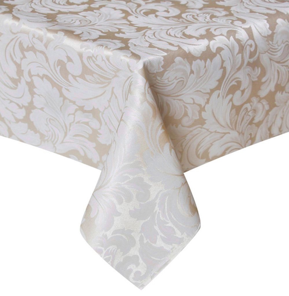 Tektrum Heavy Duty 60 X 102 Inch Rectangular Damask Jacquard Tablecloth Table Cover - Waterproof/Spill Proof/Stain Resistant/Wri