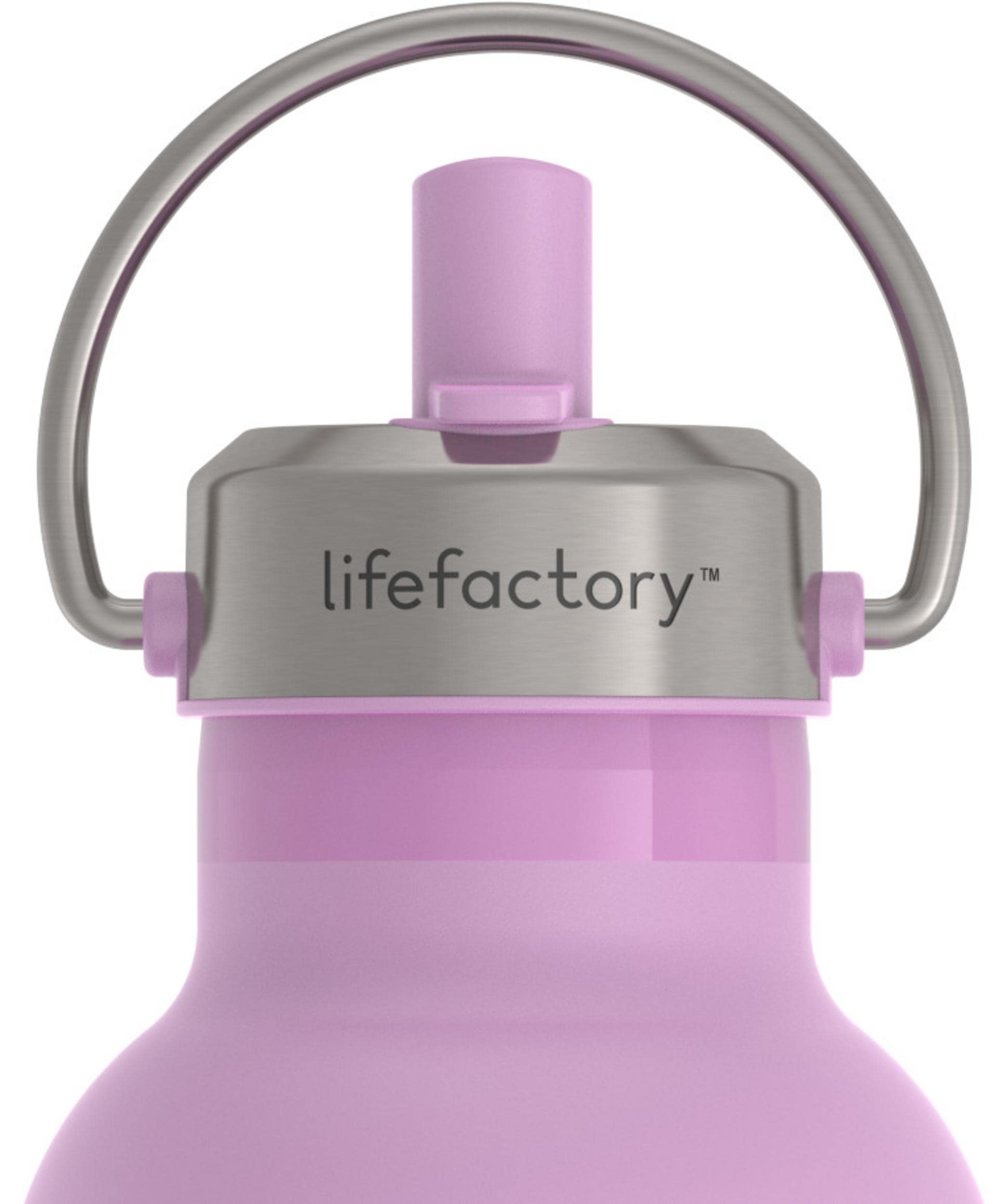 Lifefactory Stainless Steel Vacuum Insulated Sports Bottle With Straw Cap, 24 Ounce, Pink