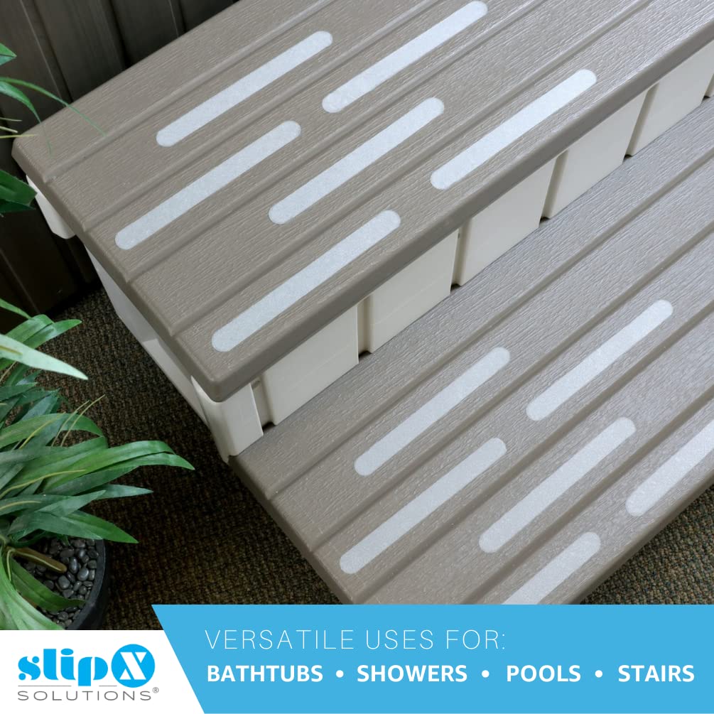 Slipx Solutions Microban-Infused Non-Slip Adhesive Safety Treads | Anti-Slip Bathroom Accessories - Bathtub, Shower, Pool, Boat,