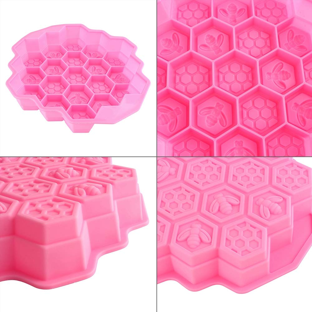 Bee Honeycomb Cake Mold, 19 Cavity Silicone Honeycomb Cake Molds Diy Candy Chocolate Mould Baking Supplies