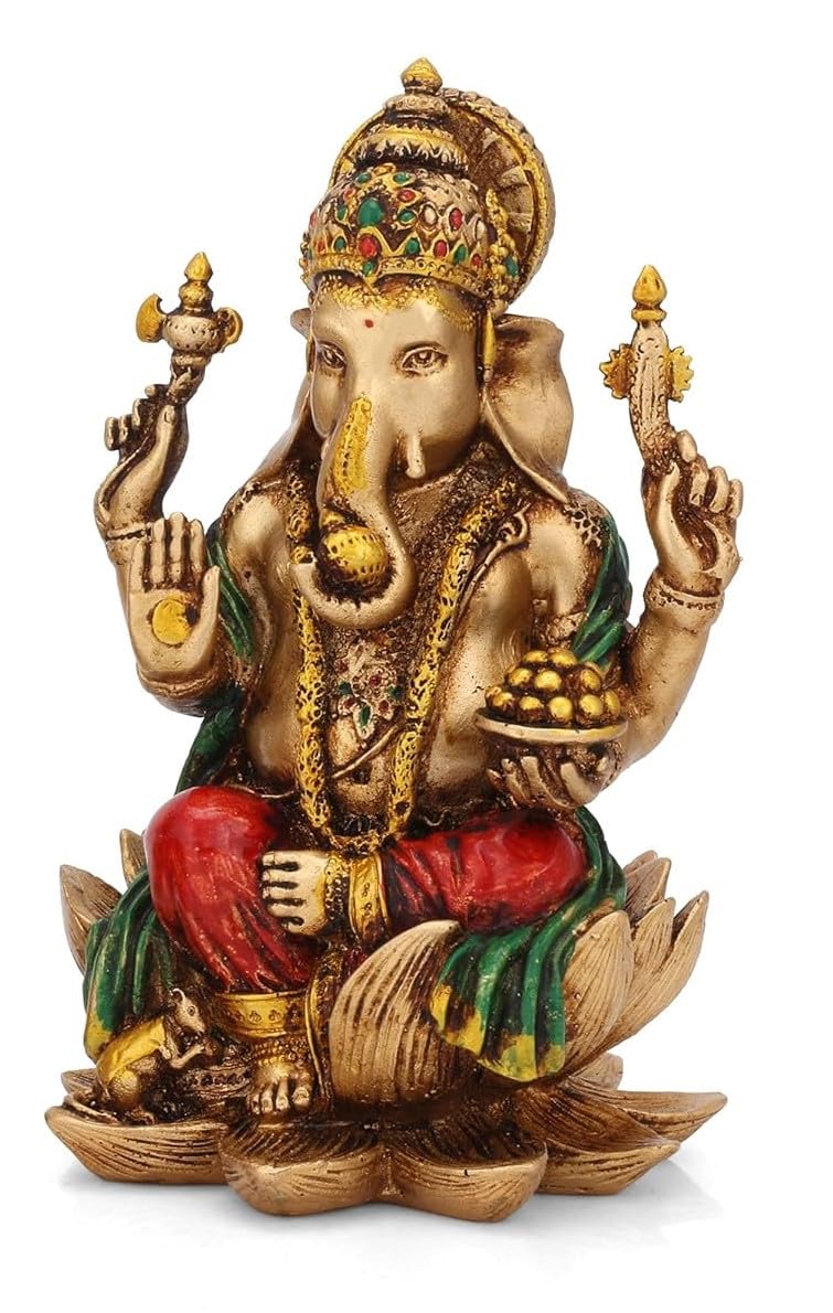 Ani Divine Lord Ganesha Idol Indian God Statue Showpiece (17 X 11 Cm, Multicolored)