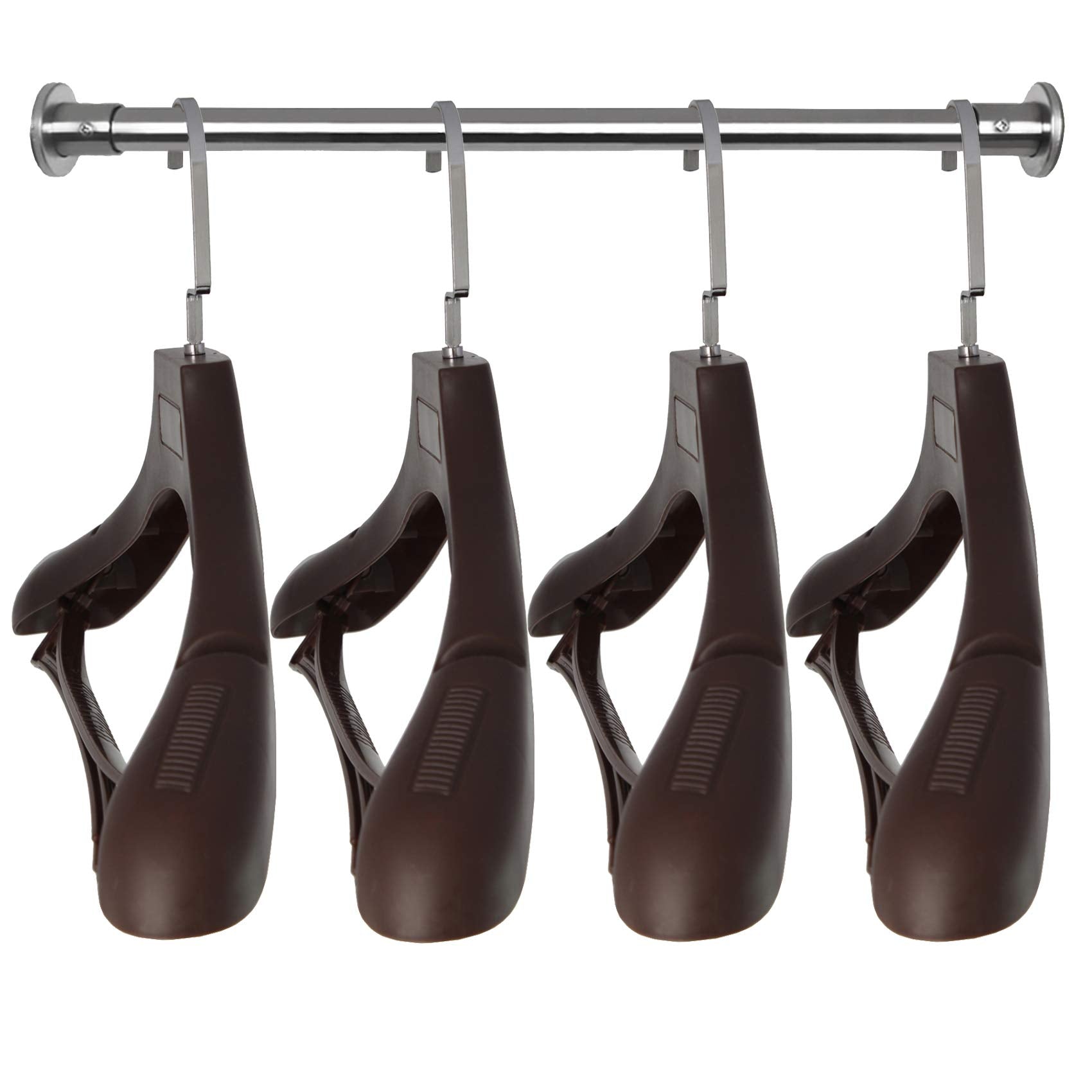 Plastic Extra Wide Suit Hangers, Pack Of 15, Width: 17.7'',Notched Shoulders & Swivel Hooks, Brown