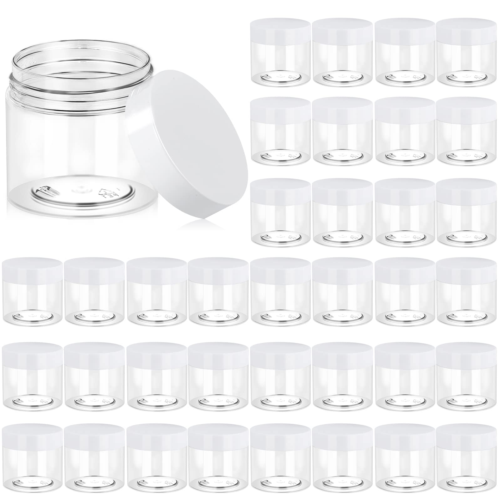36 Pack 6 Oz Plastic Jars Round Clear Cosmetic Container Jars With White Lids, Eternal Moment Plastic Slime Jars For Lotion, Cre