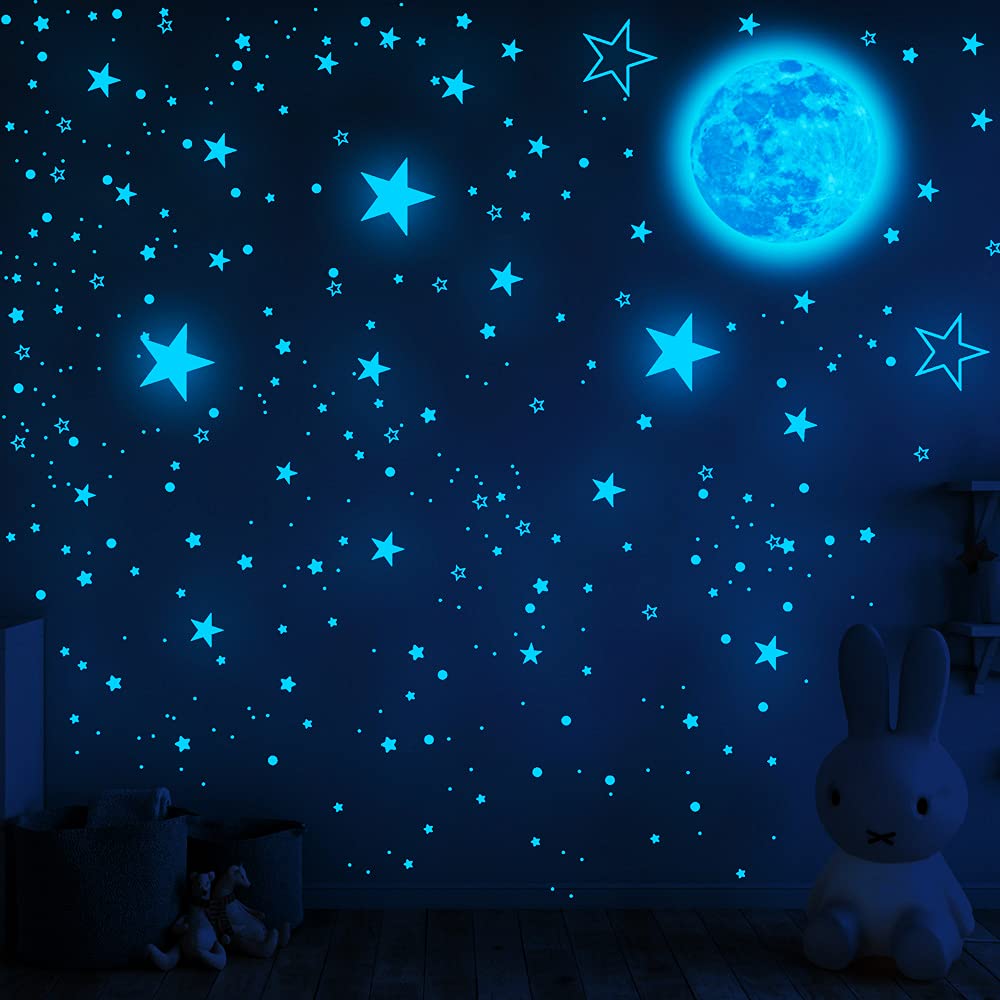 1049Pcs Glow In The Dark Stars And Moon For Ceiling, Wall Bedroom Chirldren'S Room Stickers Decals Decor, Boys & Girls' Gifts