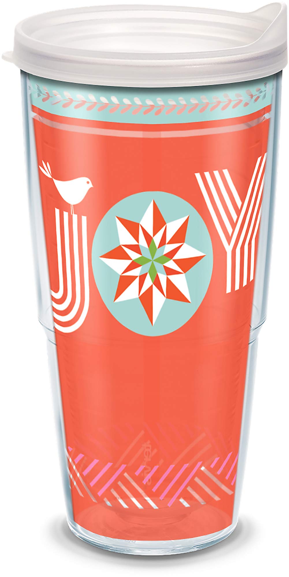 Tervis Christmas Joy Holiday Season Made In Usa Double Walled Insulated Tumbler Travel Cup Keeps Drinks Cold & Hot, 24Oz, Classi