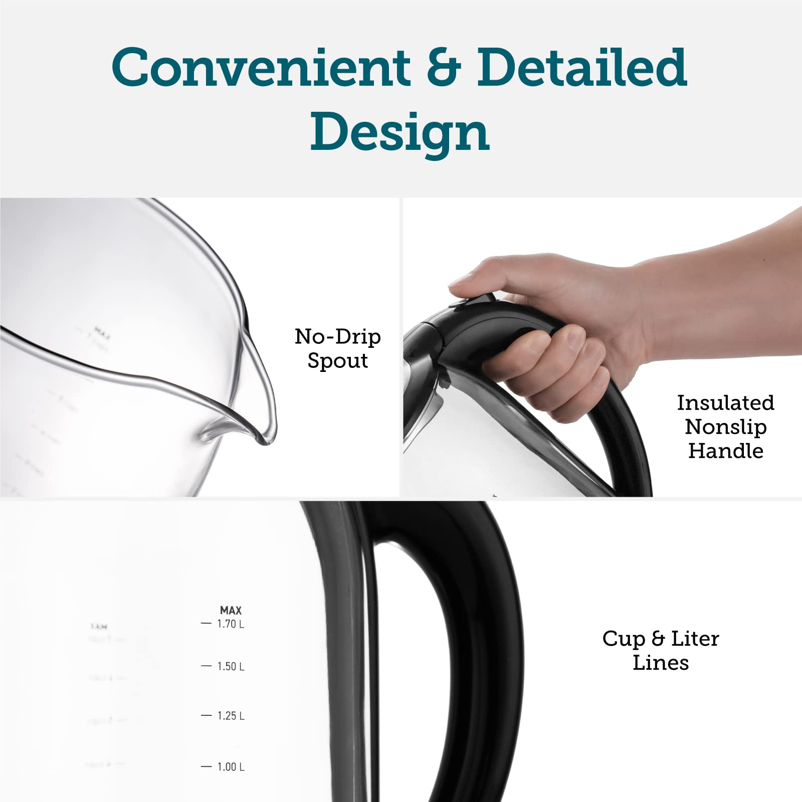 COSORI Speed-Boil Electric Tea Kettle 1.7L, BPA Free, 1500W, Black, CO117-DK, Auto Shut-Off, Boil-Dry Protection, LED