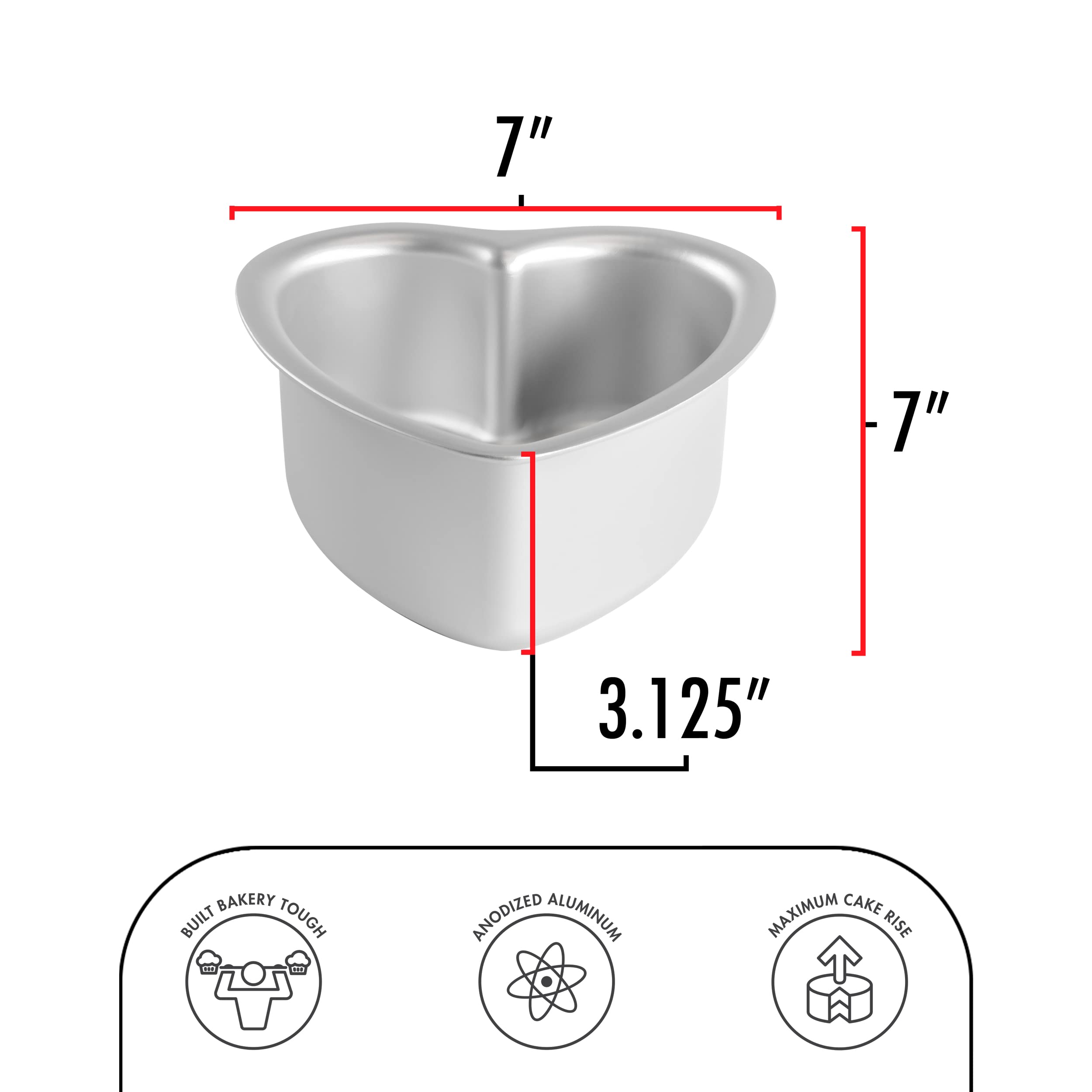 Fat Daddio'S Pht-63 Anodized Aluminum Heart Cake Pan, 6 X 3 Inch