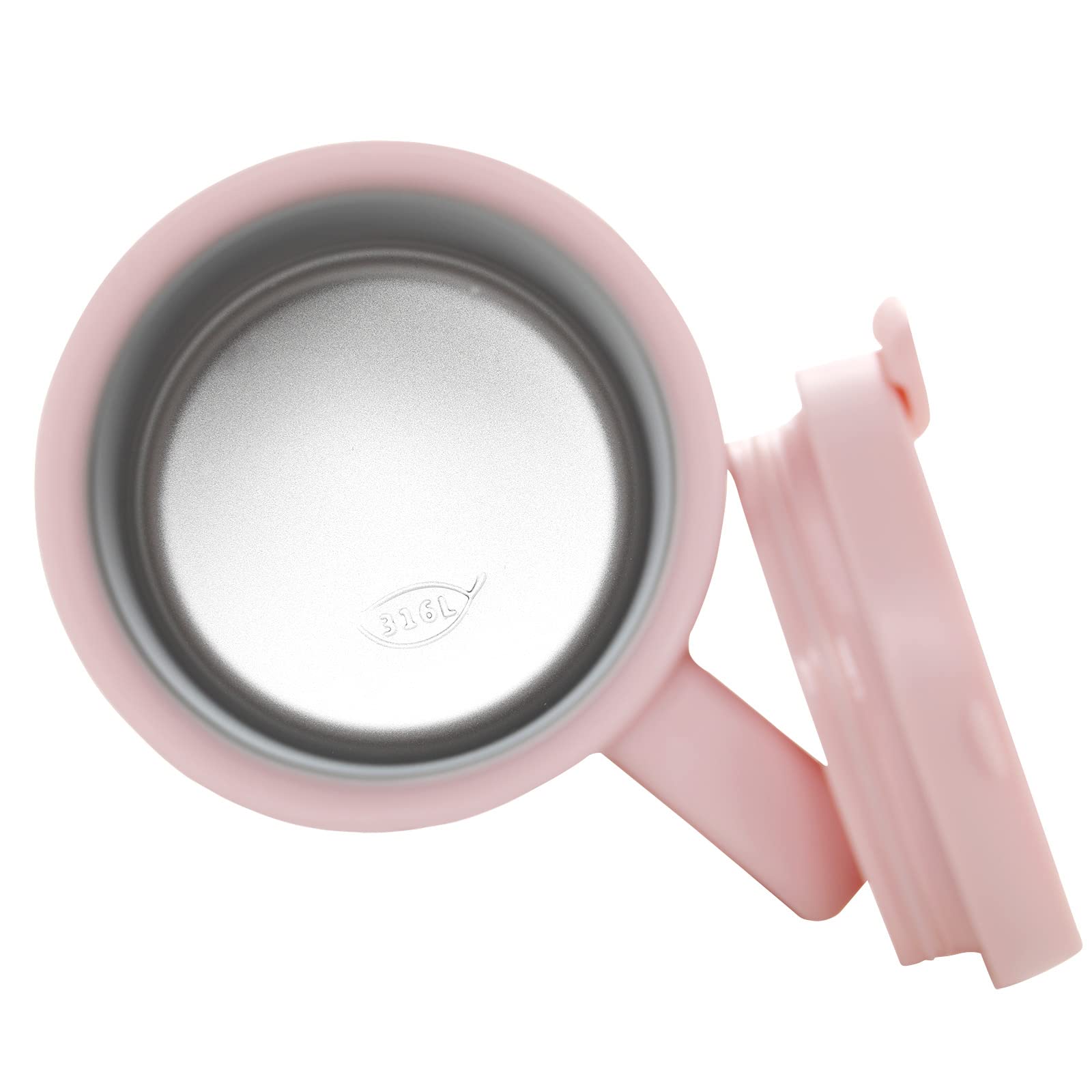 Pinkah Stainless Steel Coffee Mug With Lid And Handle, Double Wall Vacuum Insulated Cup, 16Oz, Pink