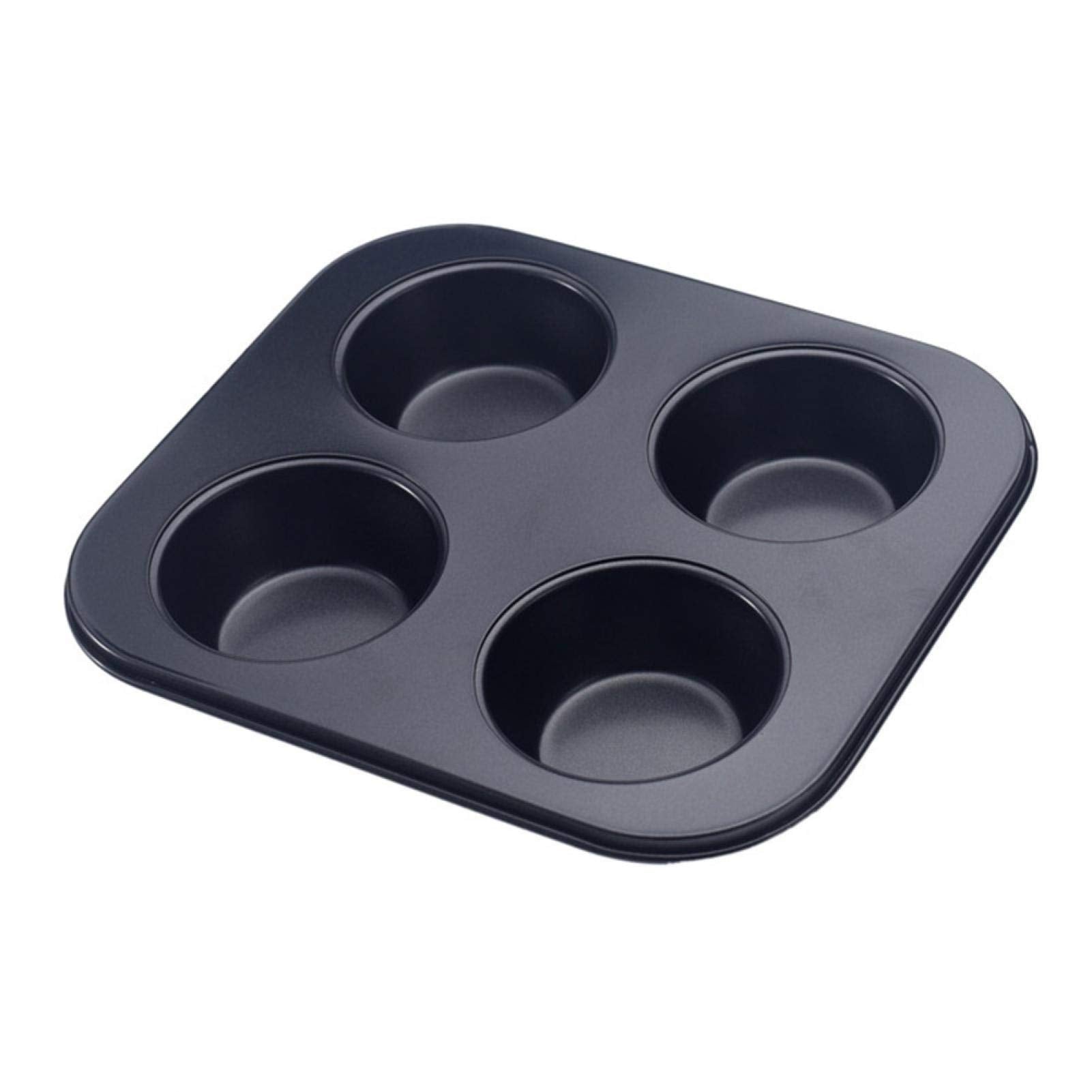 Ekdjkk 4-Hole Muffin Pan, Bakeware Non-Stick Cupcake Baking Pan Mini Pie Pans, Heavy Duty Carbon Steel Muffin Tray Standard Baki