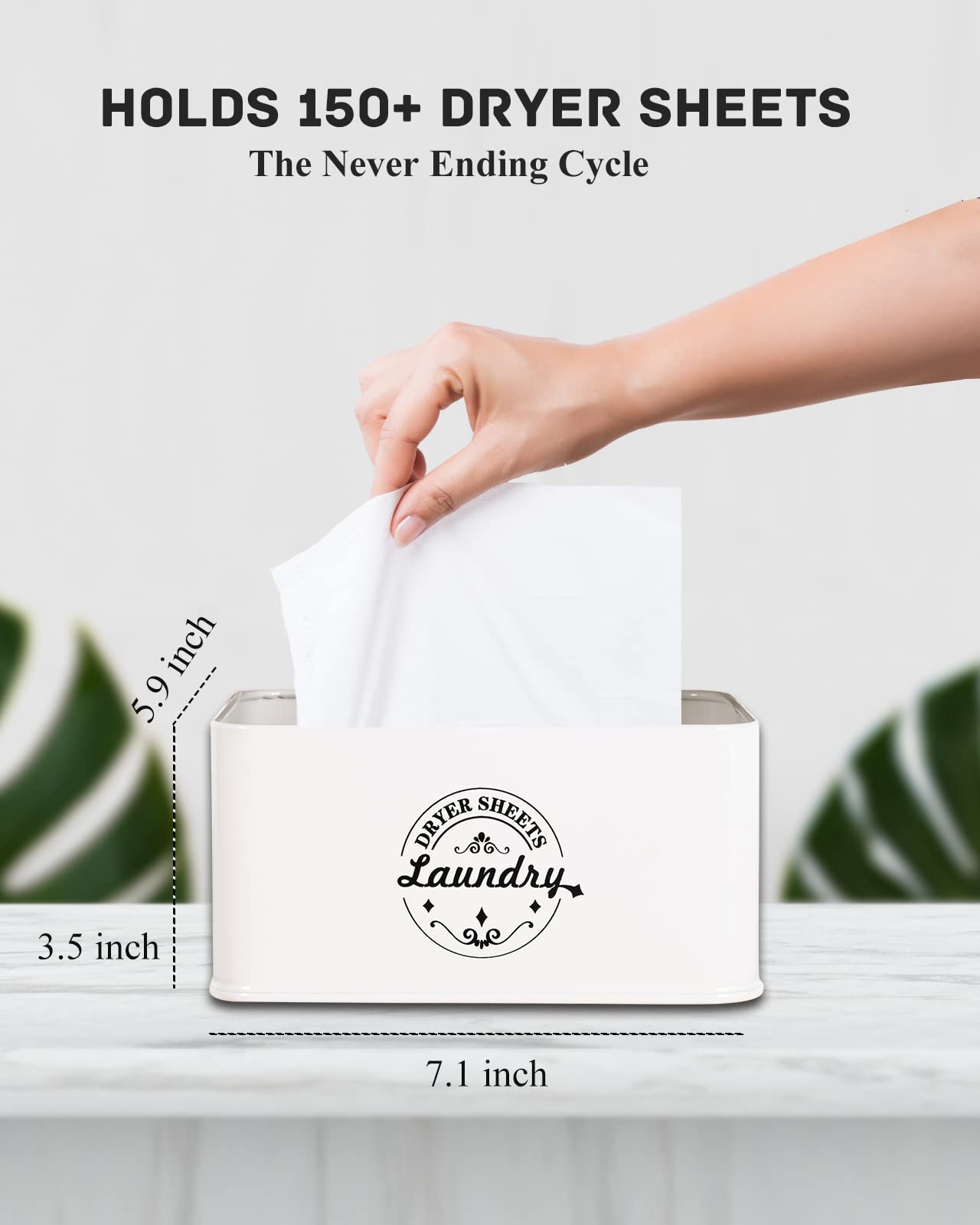 Dryer Sheet Holder With Hinged Lid For Laundry Room Organization. Metal Dryer Sheet Dispenser Container, Farmhouse Laundry Room