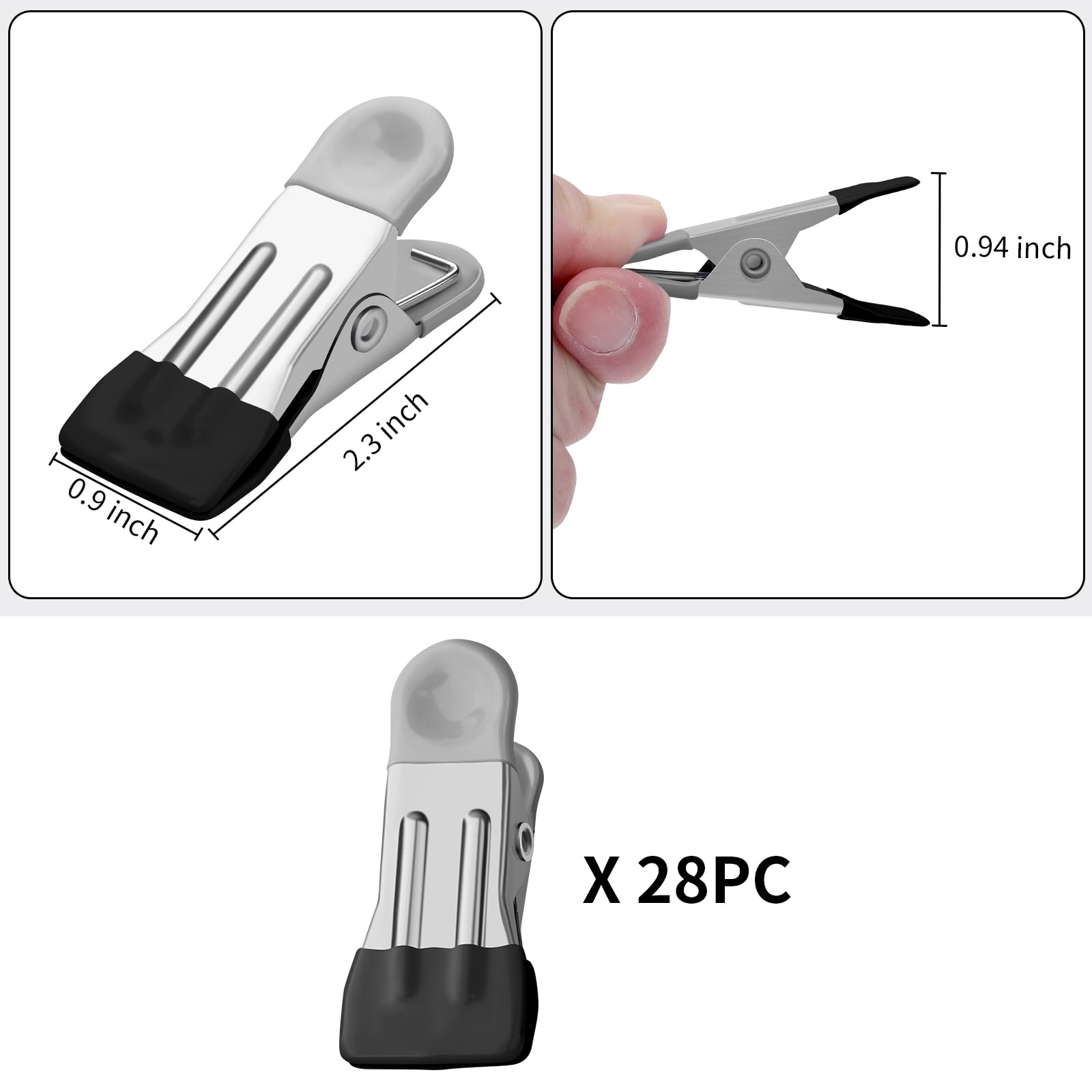 Tinfol Black Clothes Pins, 28 Pack Clothes Pins For Hanging Clothes, 2.3 Inch Mini Food Bag Clips, Small Photos Clips, Chip Clip