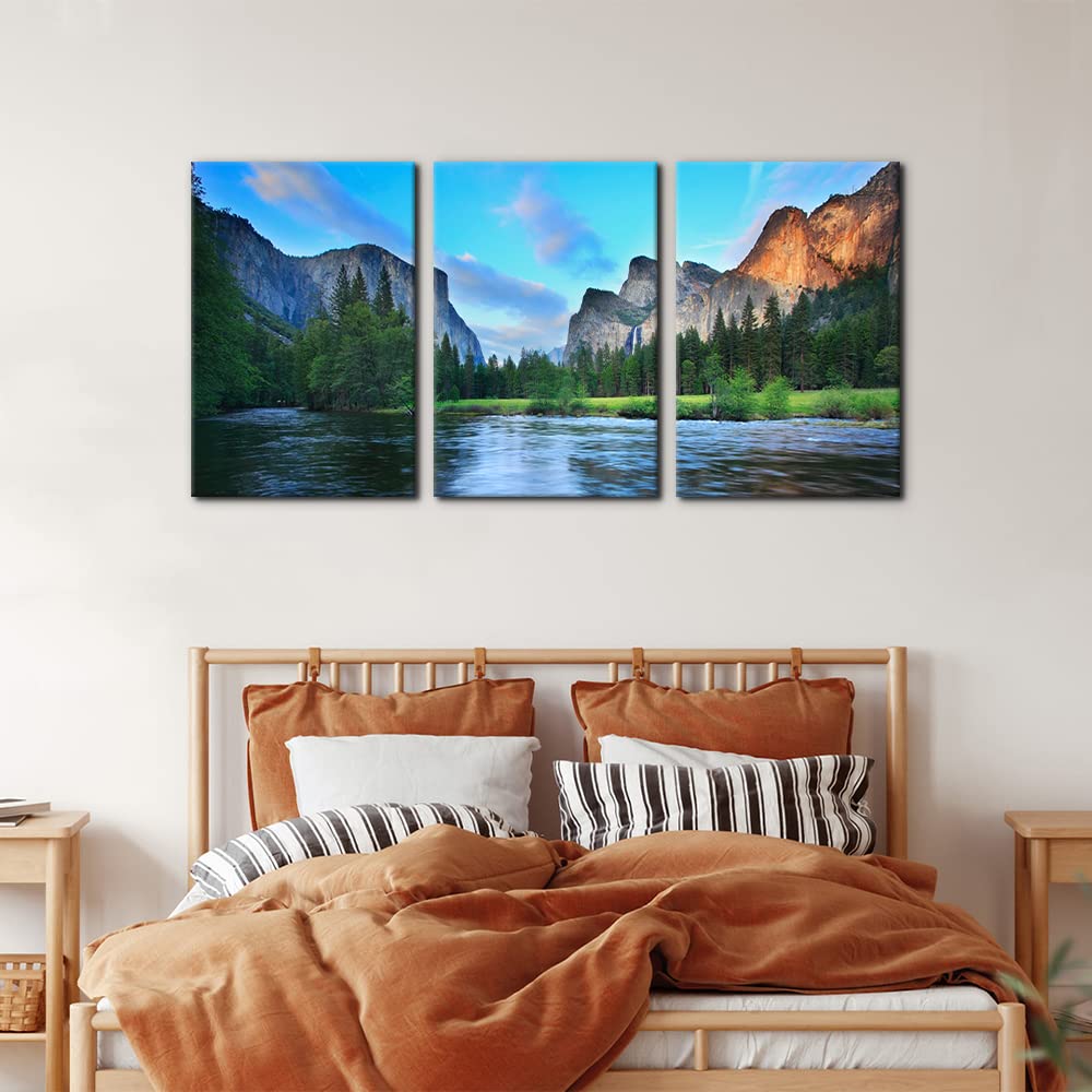 Pacimo Mountain Canvas Wall Art Panorama Of Yosemite Valley Pictures Painting National Park Modern Artwork Lake Nature Landscape