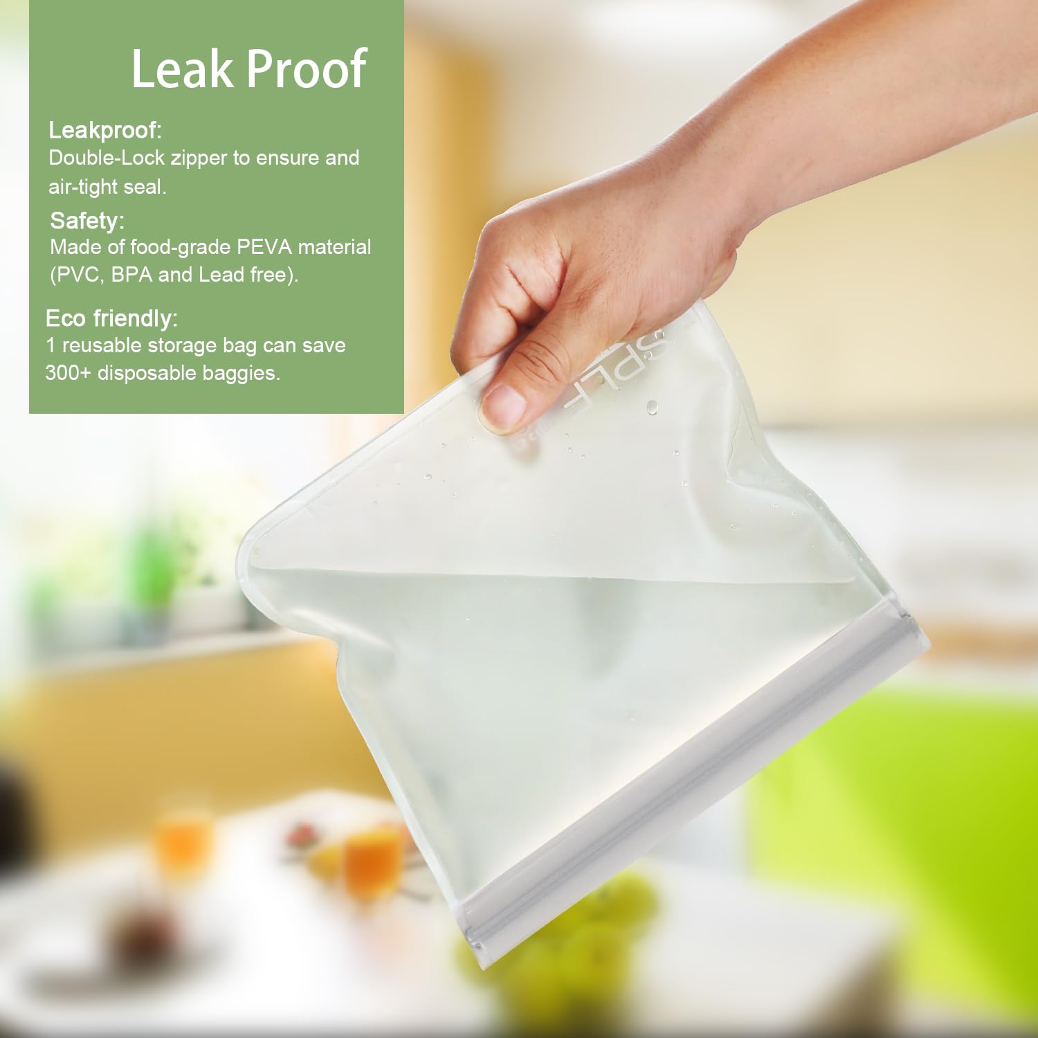 SPLF 10 Pack Reusable Sandwich Bags Dishwasher Safe, Reusable Quart Freezer Bags, Extra Thick Leakproof Food Storage Bags Silico